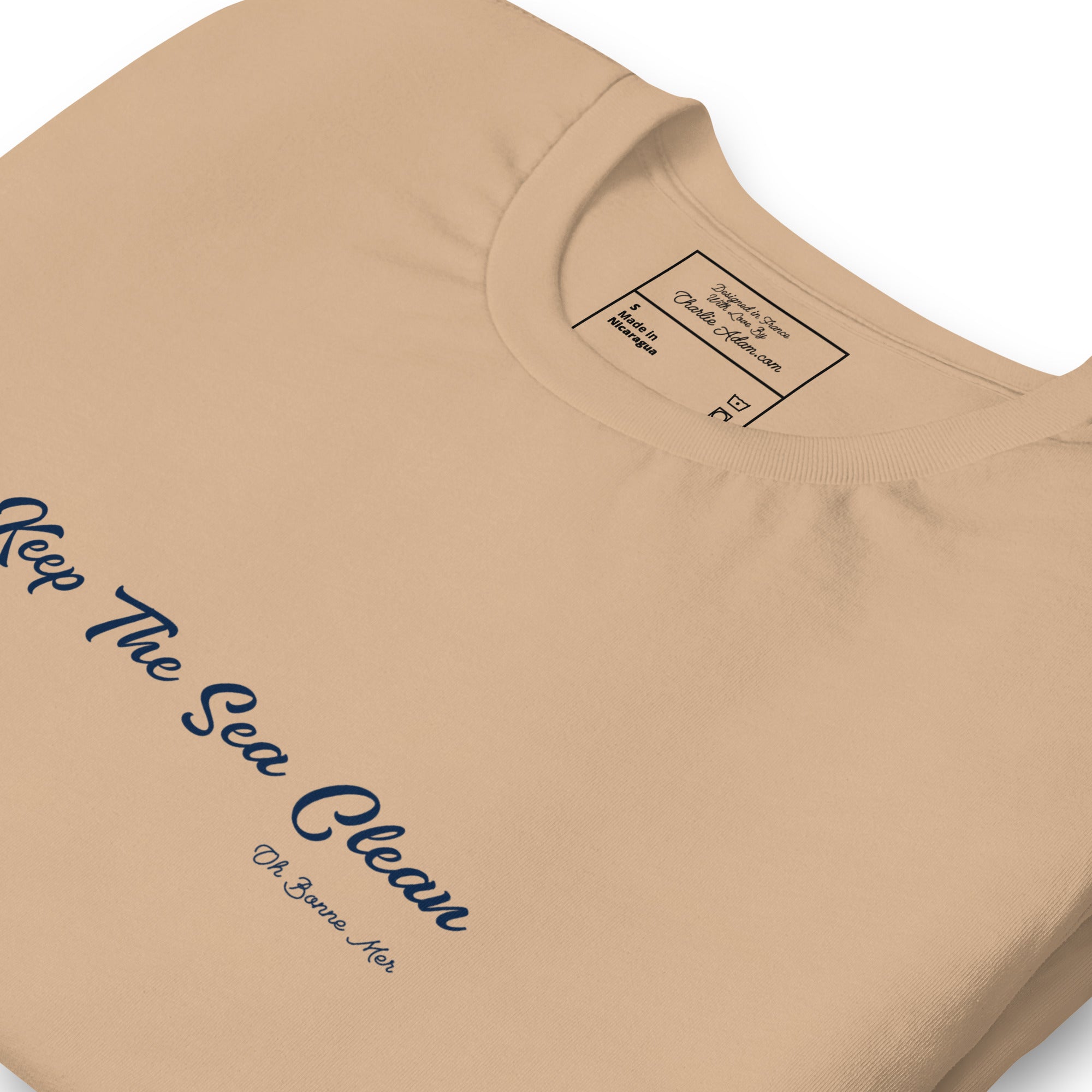 Unisex cotton t-shirt Keep The Sea Clean Navy on bright colors