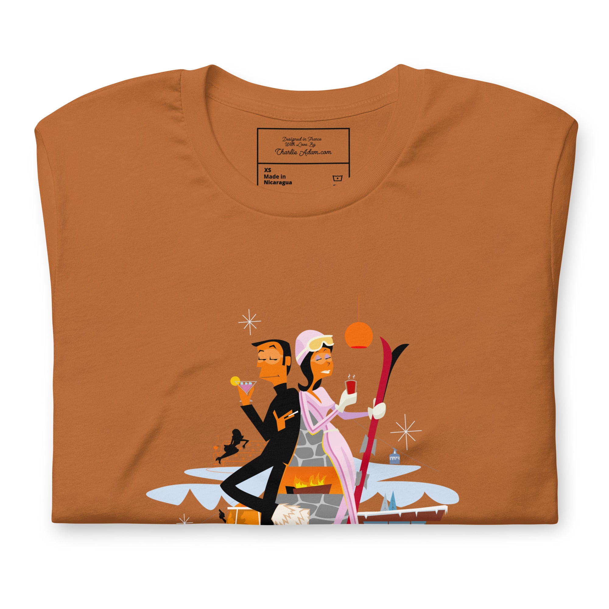 Unisex cotton t-shirt License to Chill Mission Après-Ski on bright colors