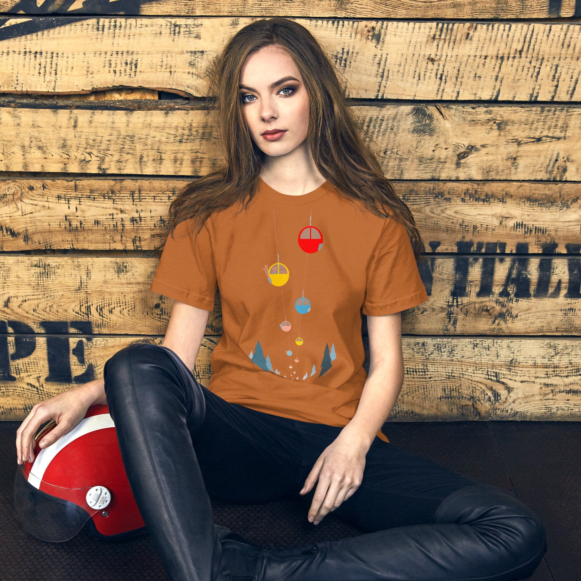 T-shirt en coton unisexe Gondolas in the mist sur couleurs vives