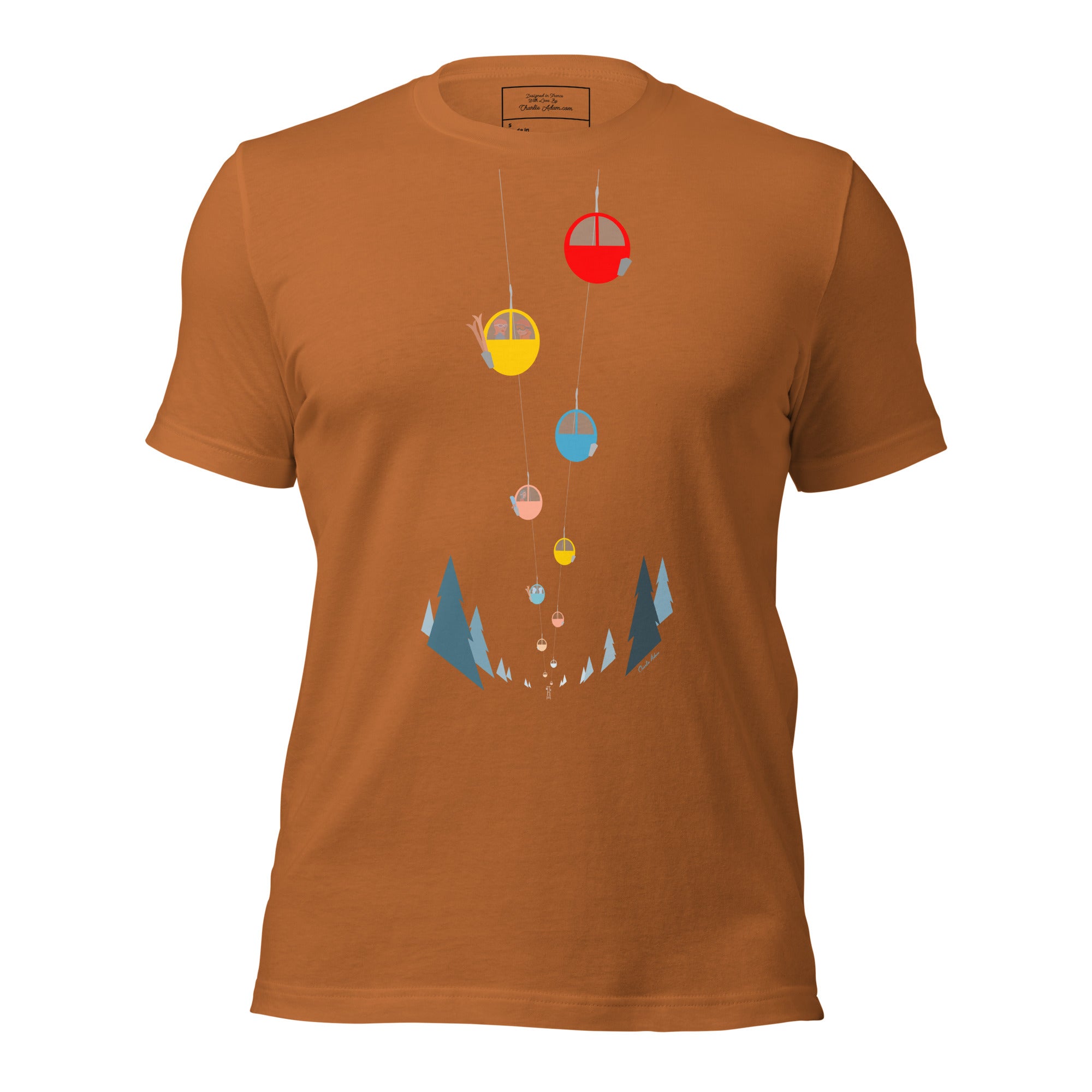 T-shirt en coton unisexe Gondolas in the mist sur couleurs vives