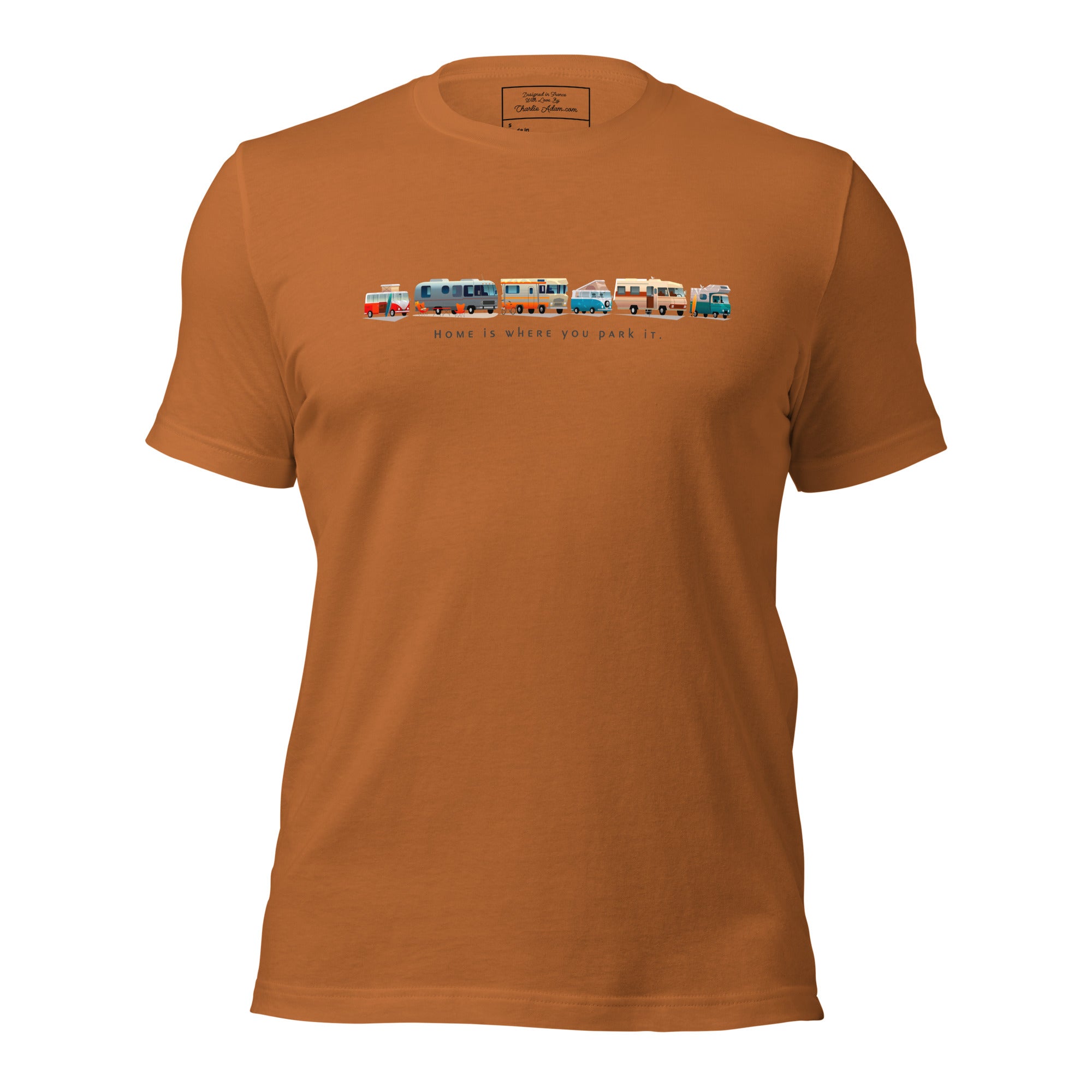 Unisex cotton t-shirt Vintage Campers on bright colors
