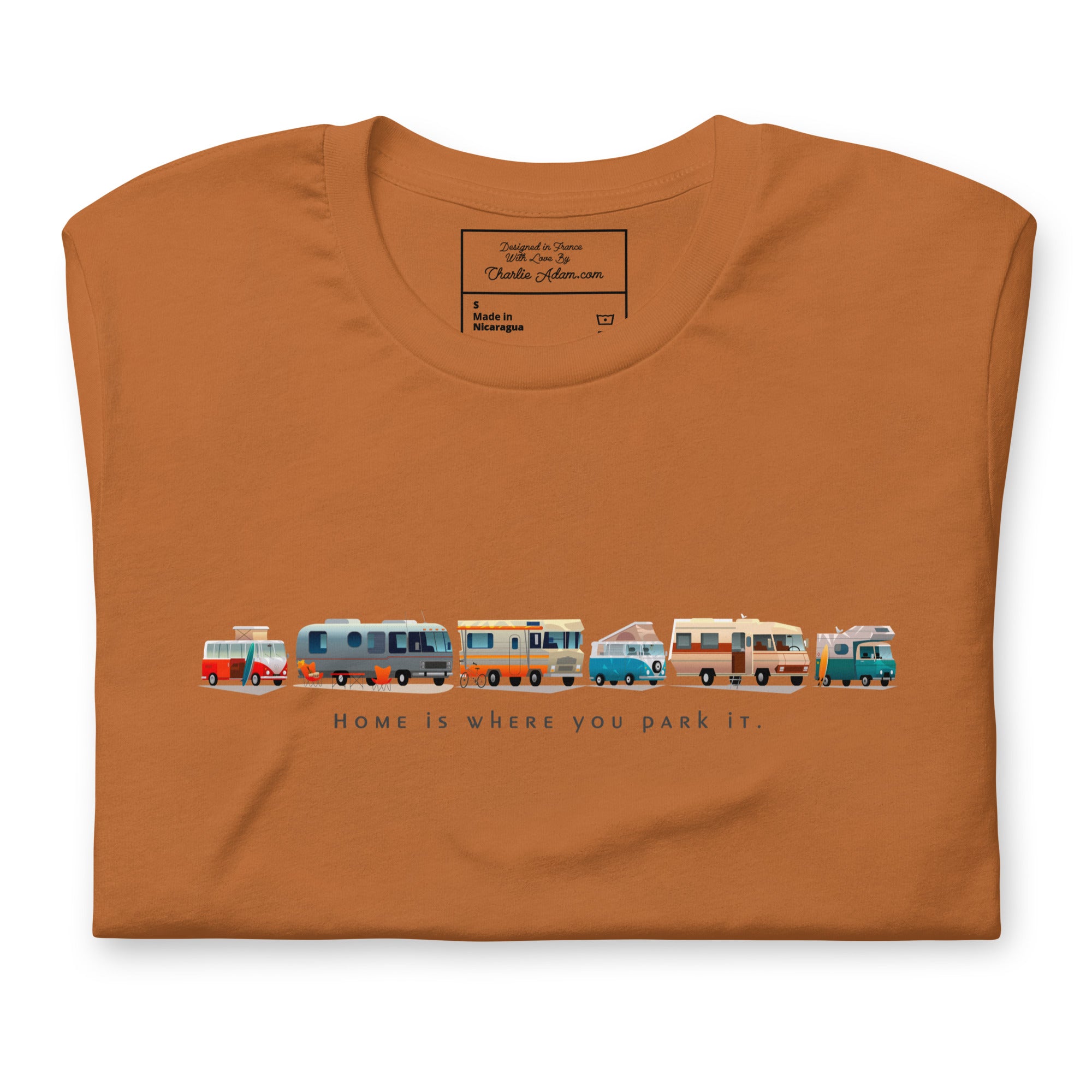 Unisex cotton t-shirt Vintage Campers on bright colors