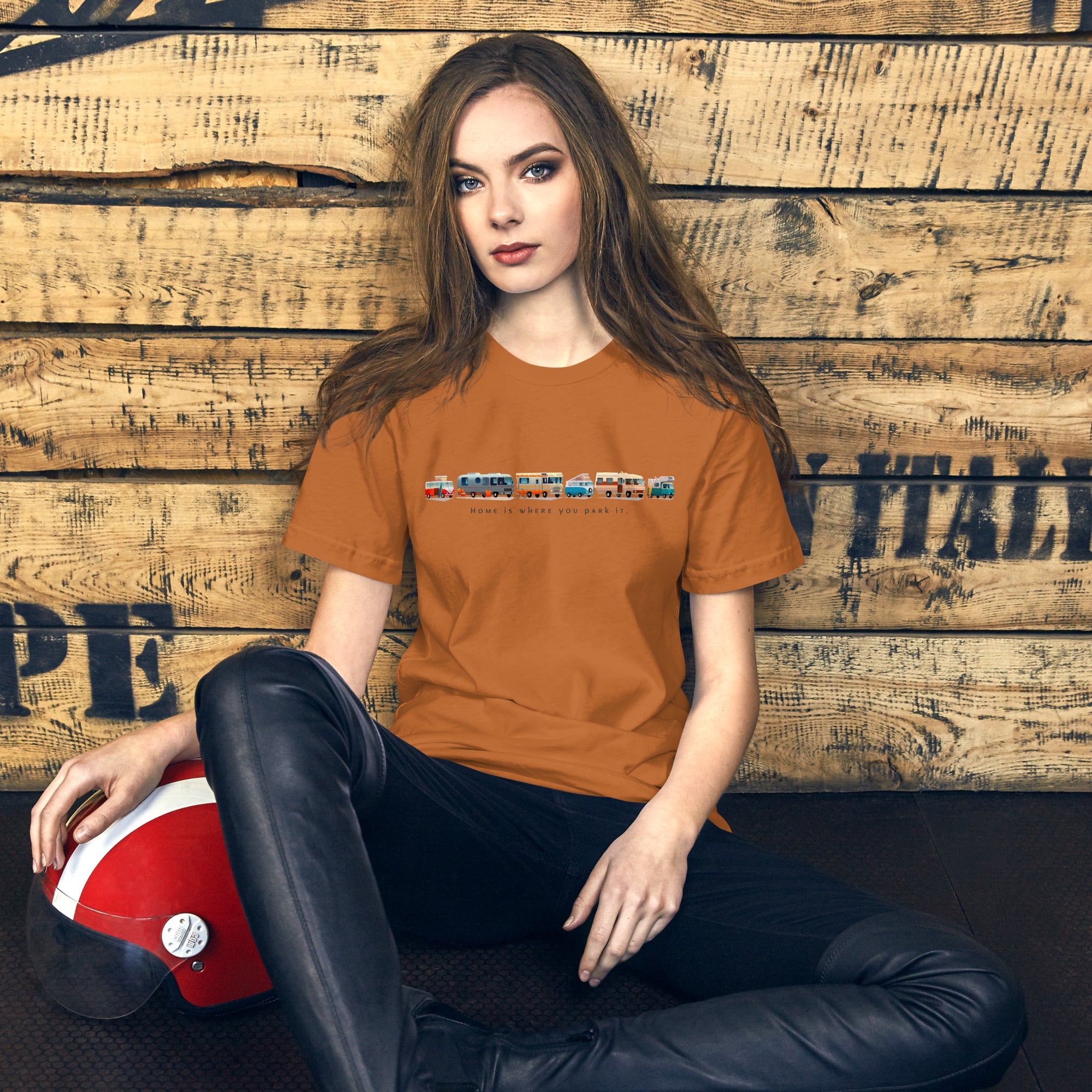 Unisex cotton t-shirt Vintage Campers on bright colors