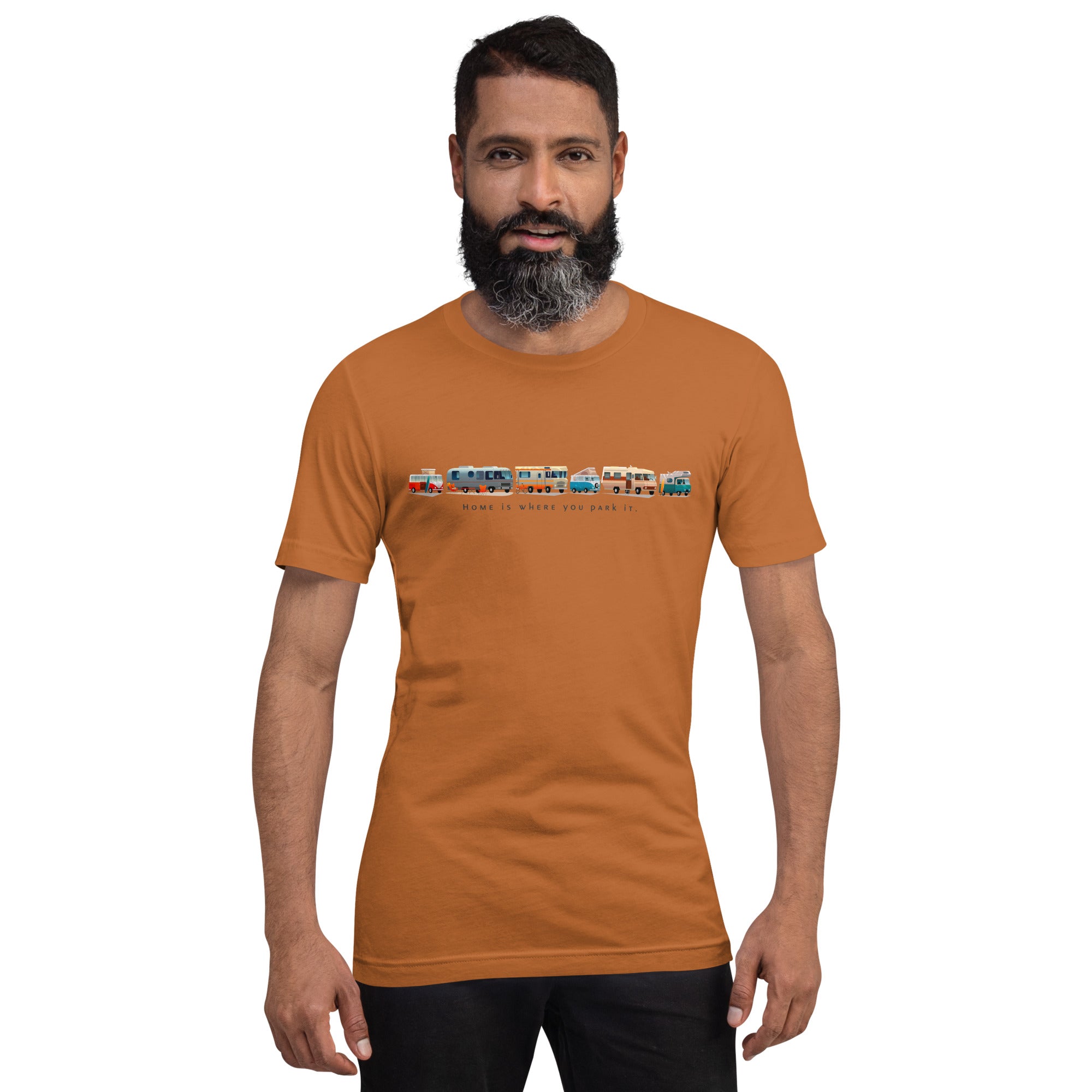 Unisex cotton t-shirt Vintage Campers on bright colors