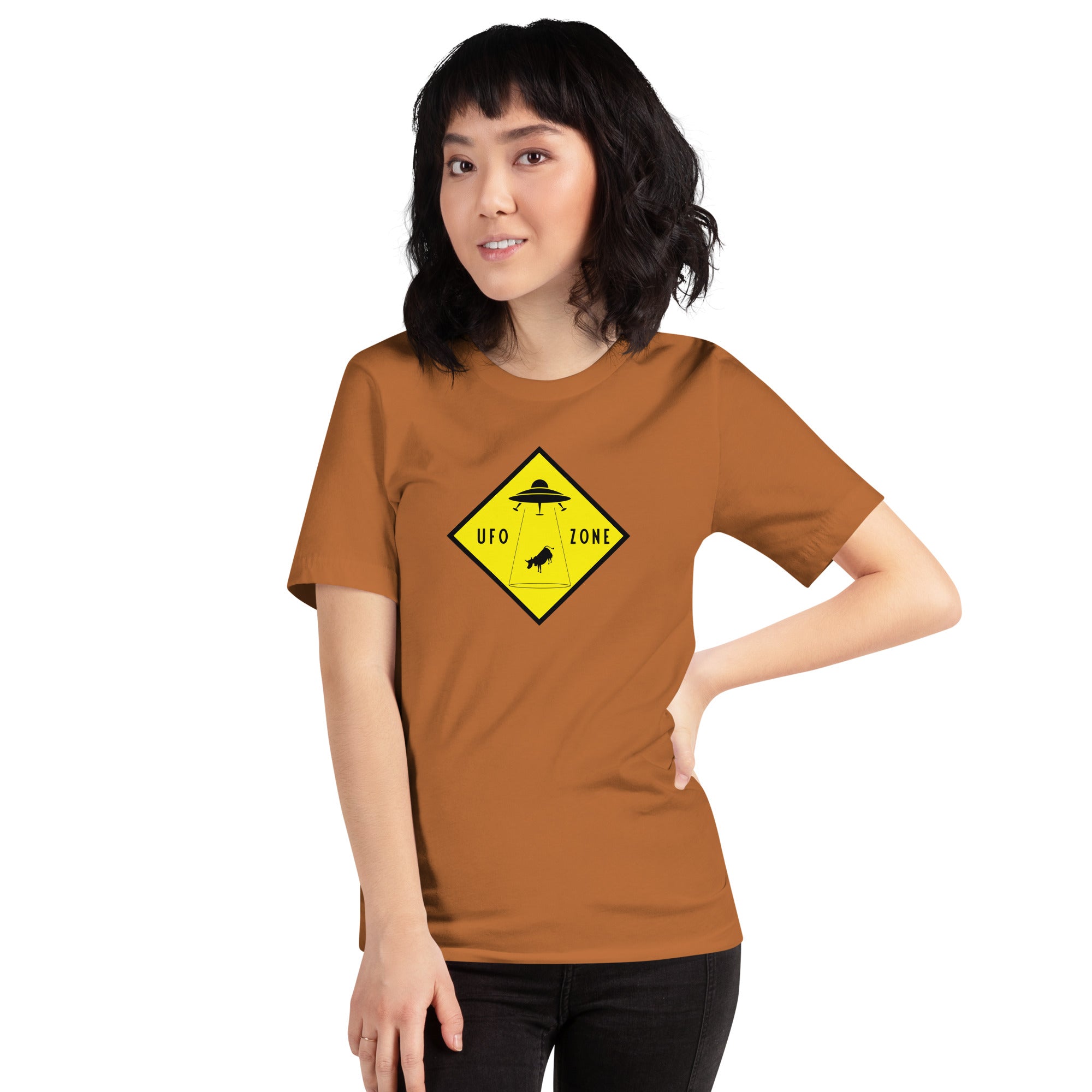 Unisex cotton t-shirt UFO Zone on bright colors