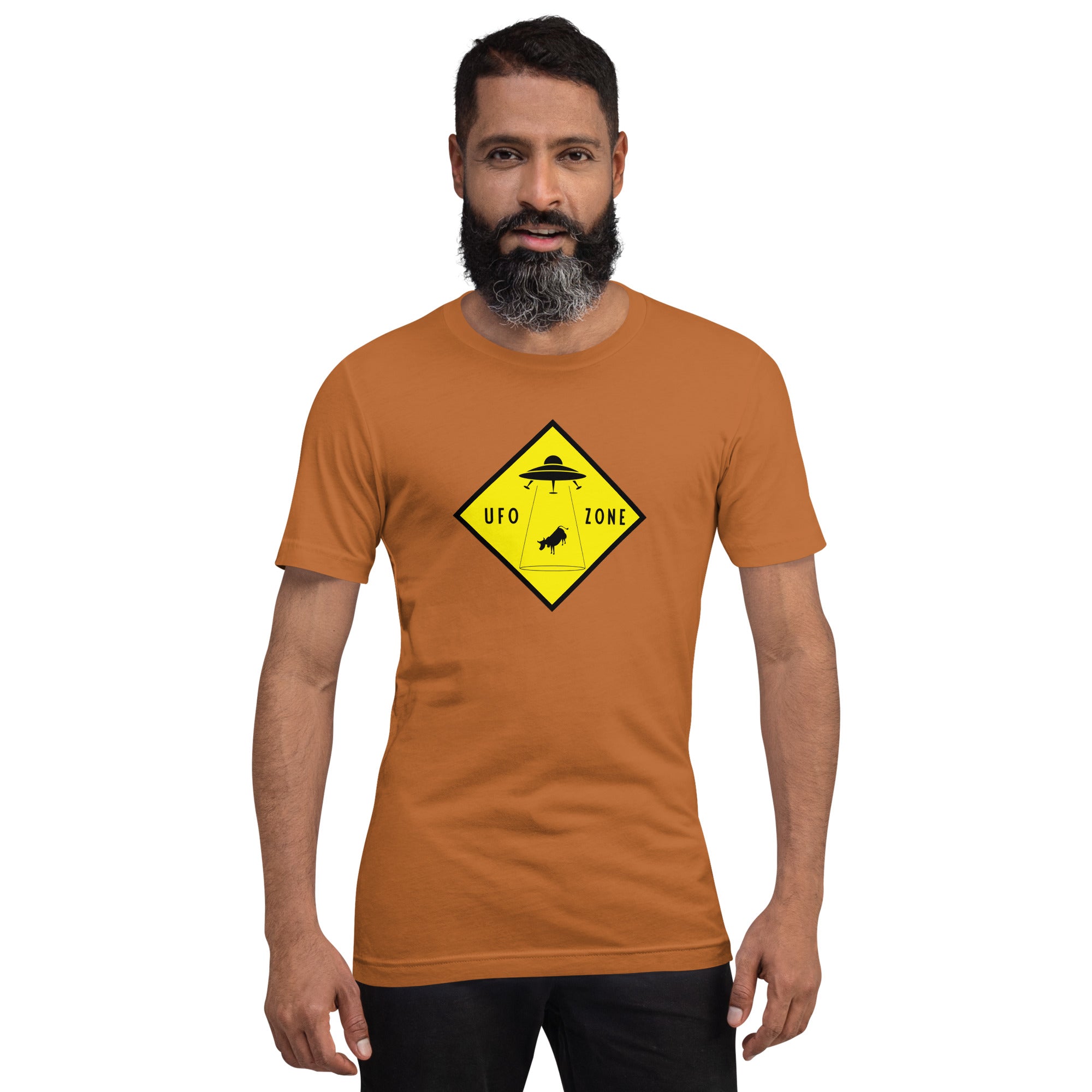 Unisex cotton t-shirt UFO Zone on bright colors
