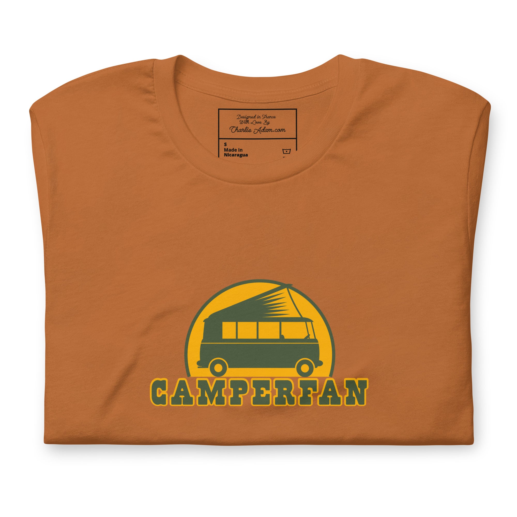 Unisex cotton t-shirt Camperfan on bright colors