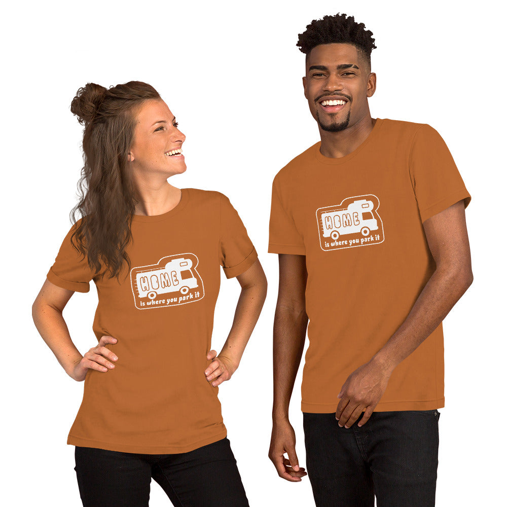 Unisex cotton t-shirt Bold Camper Van on bright colors