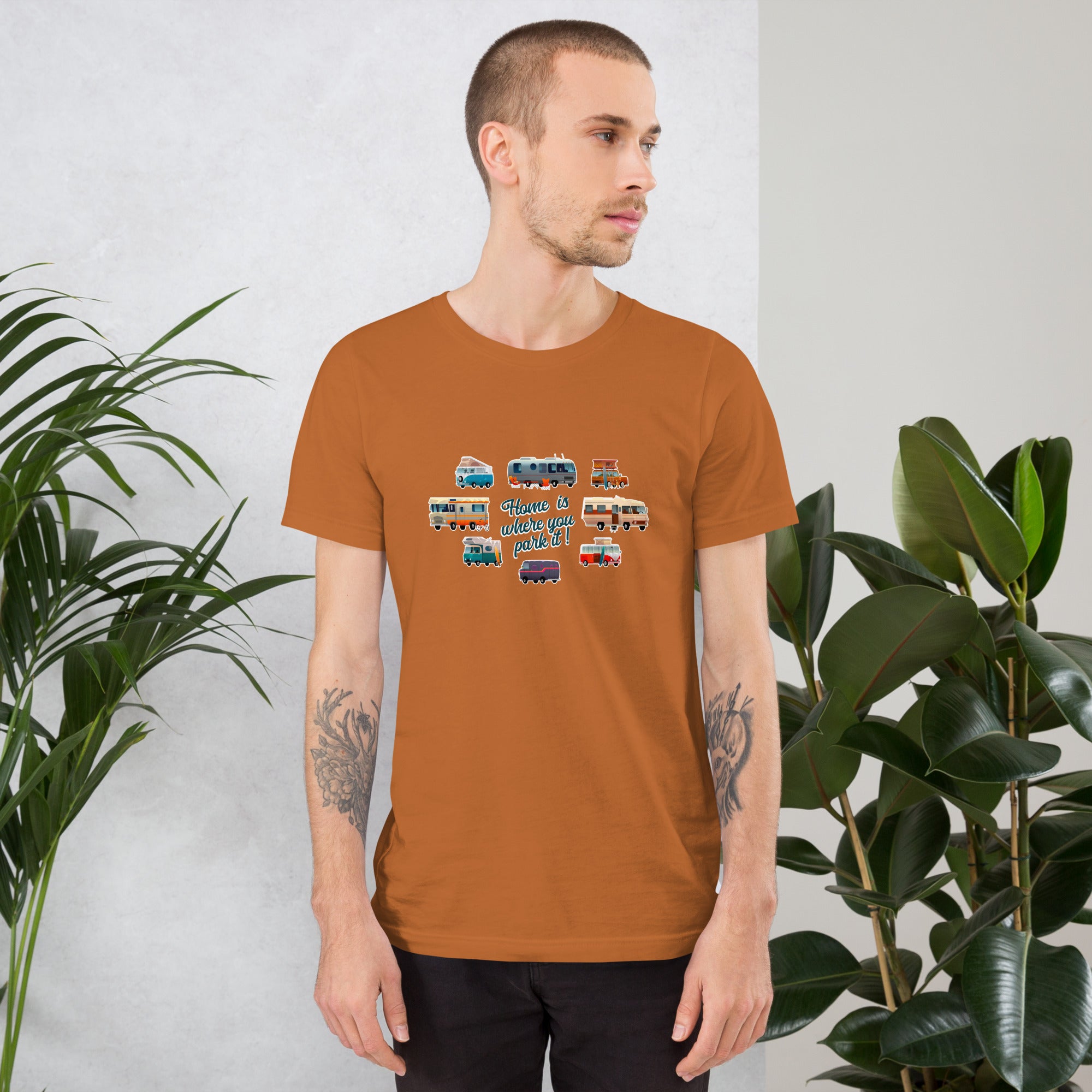 T-shirt en coton unisexe Square Vintage Campers sur couleurs vives