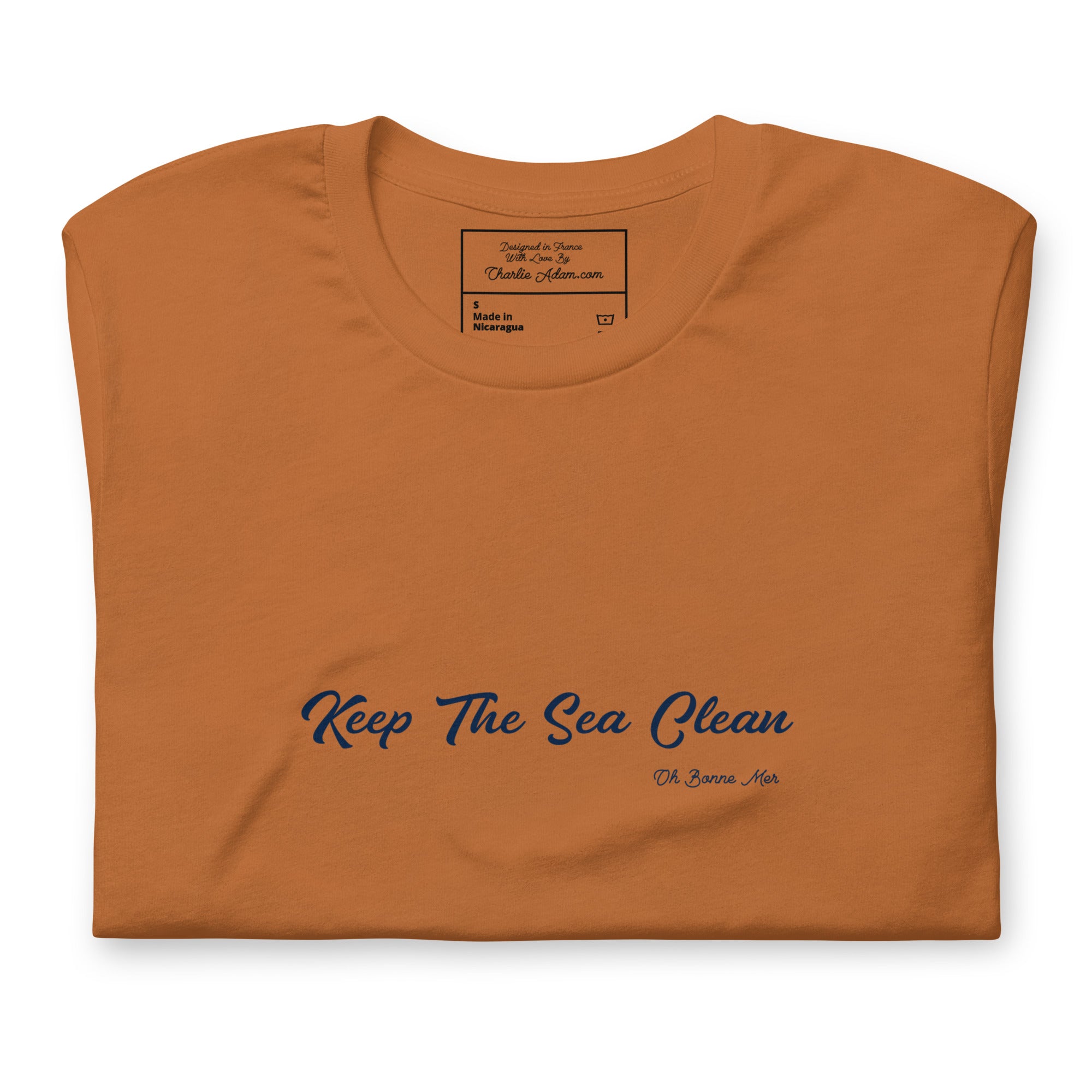 Unisex cotton t-shirt Keep The Sea Clean Navy on bright colors
