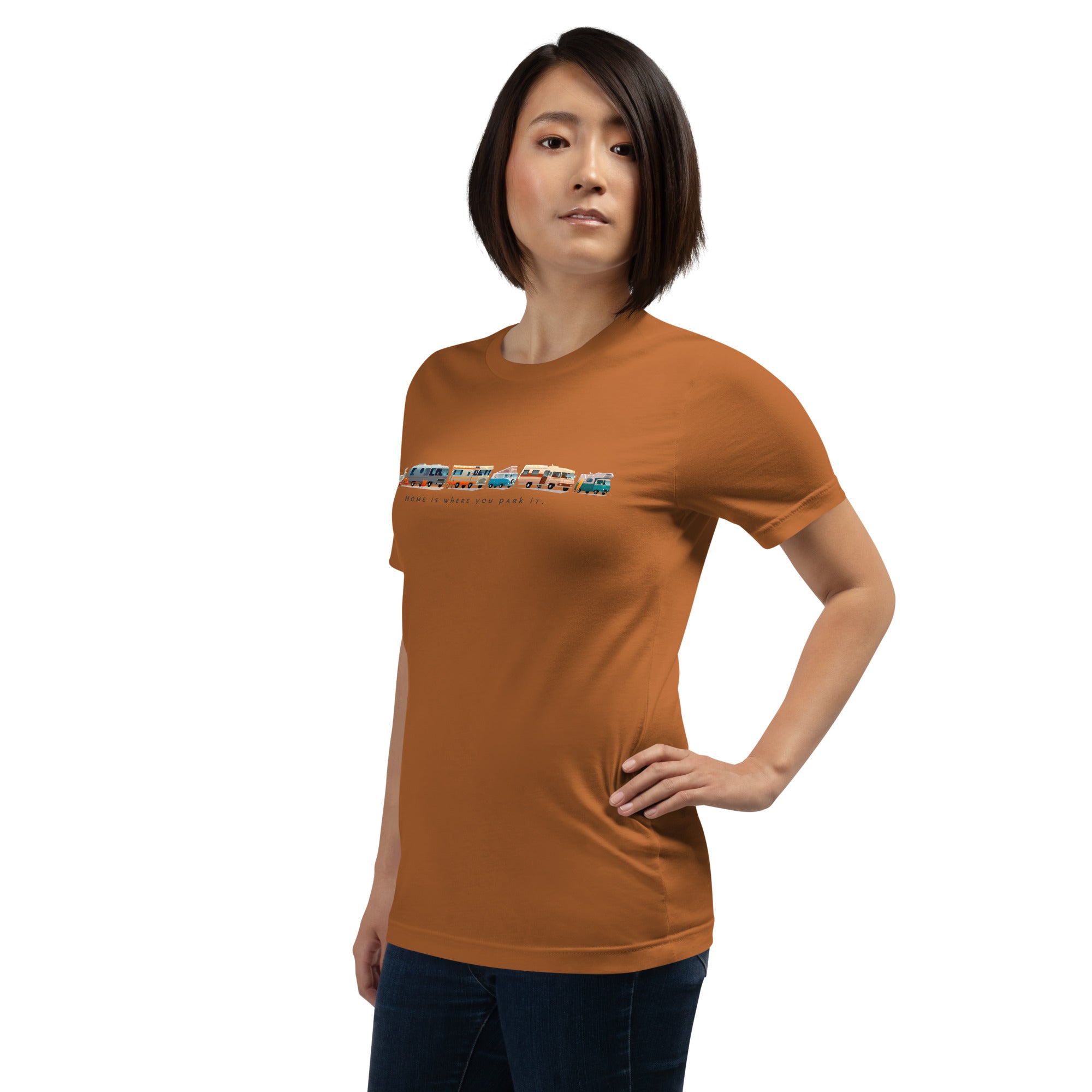 Unisex cotton t-shirt Vintage Campers on bright colors