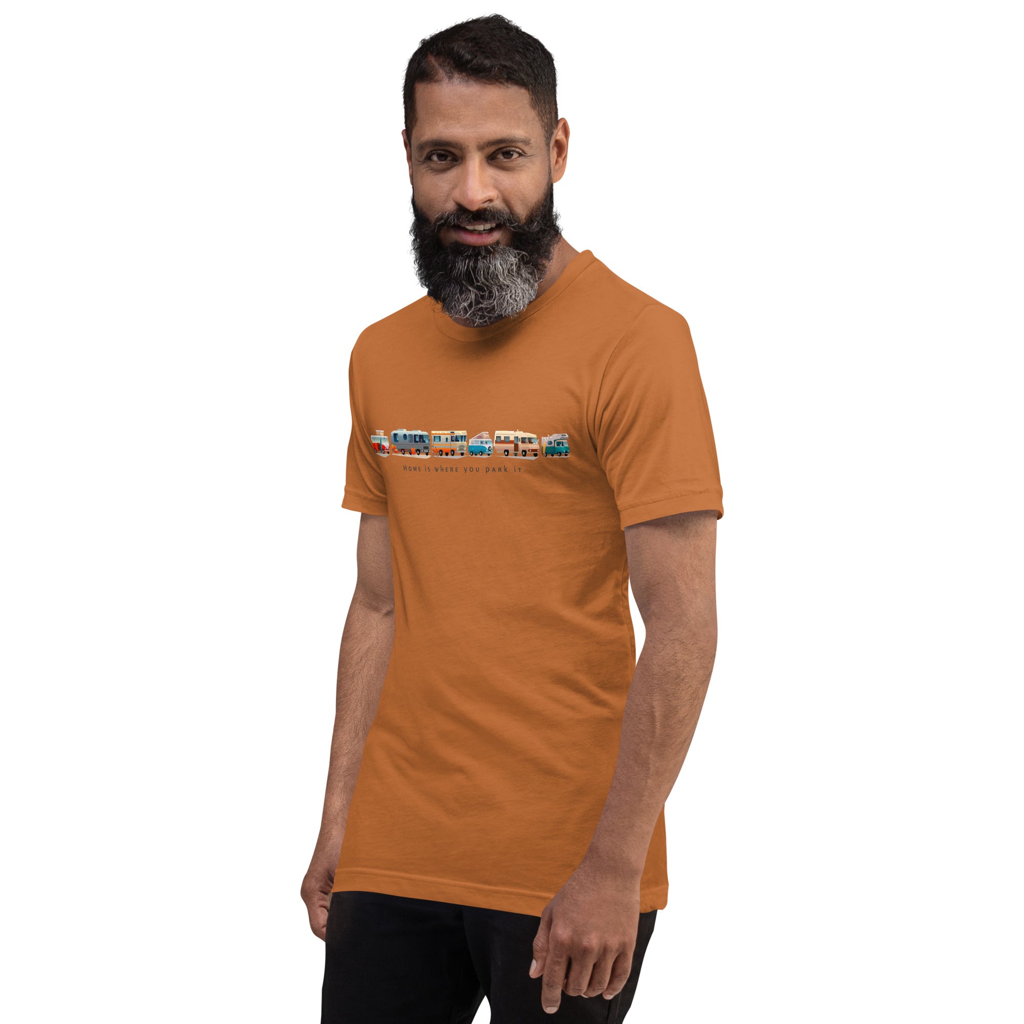 Unisex cotton t-shirt Vintage Campers on bright colors