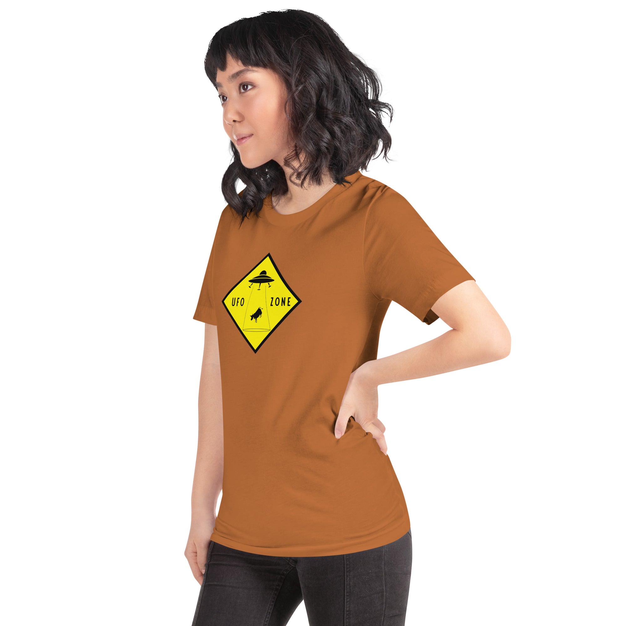 Unisex cotton t-shirt UFO Zone on bright colors