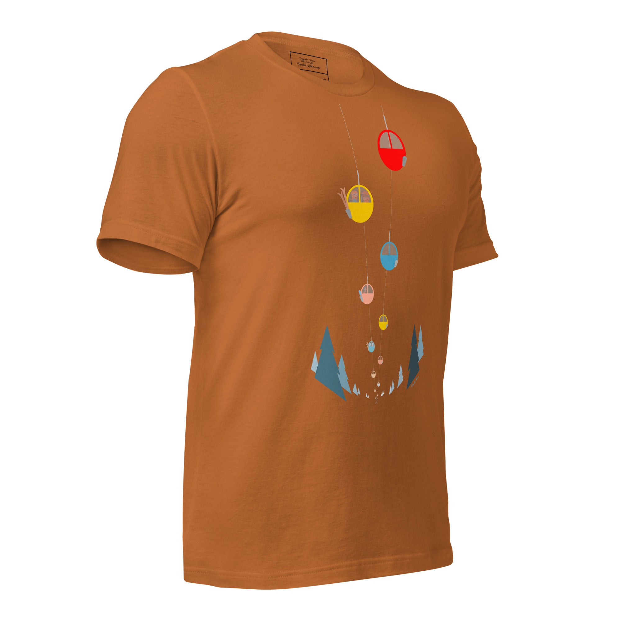 T-shirt en coton unisexe Gondolas in the mist sur couleurs vives