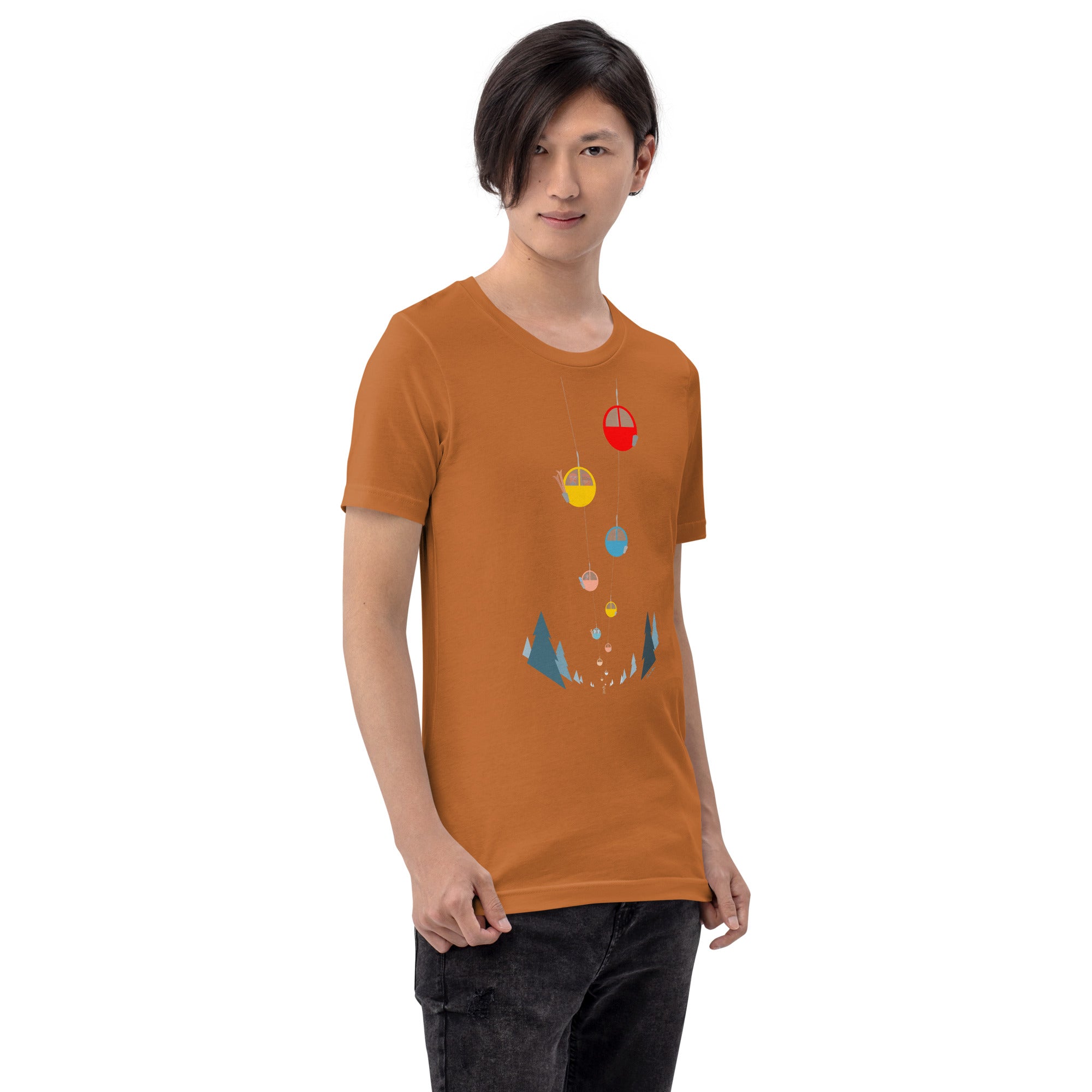 T-shirt en coton unisexe Gondolas in the mist sur couleurs vives