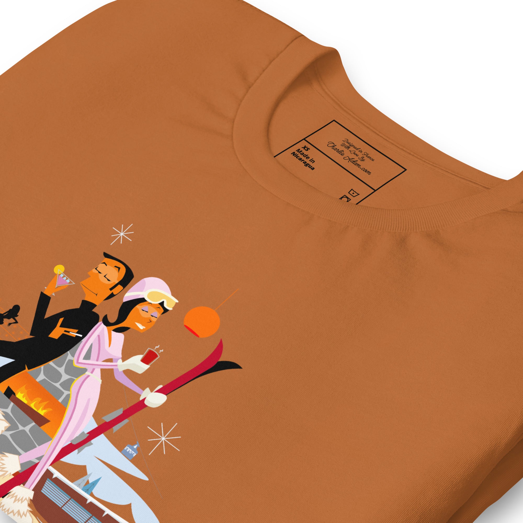 Unisex cotton t-shirt License to Chill Mission Après-Ski on bright colors