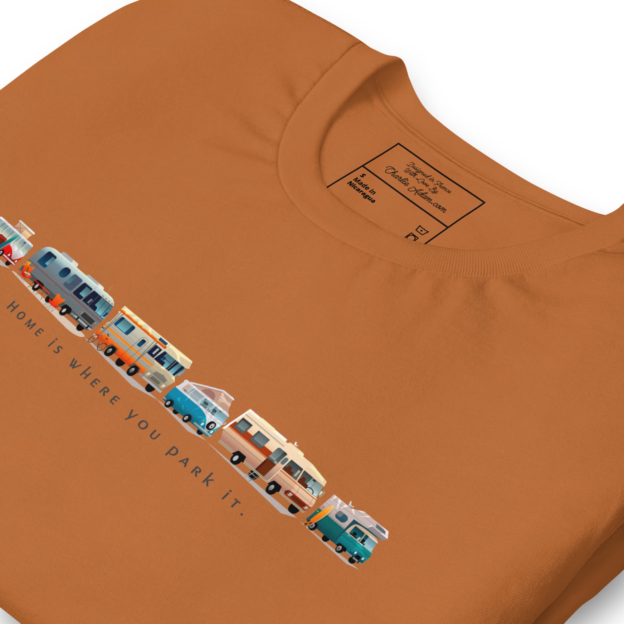 Unisex cotton t-shirt Vintage Campers on bright colors