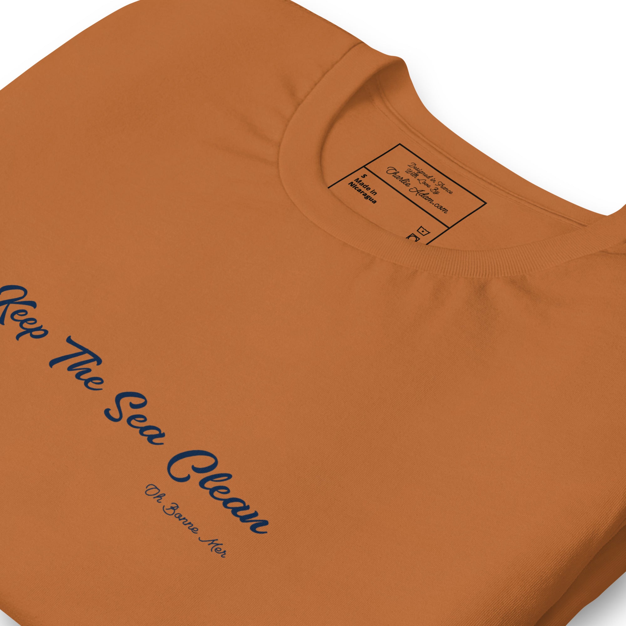 Unisex cotton t-shirt Keep The Sea Clean Navy on bright colors