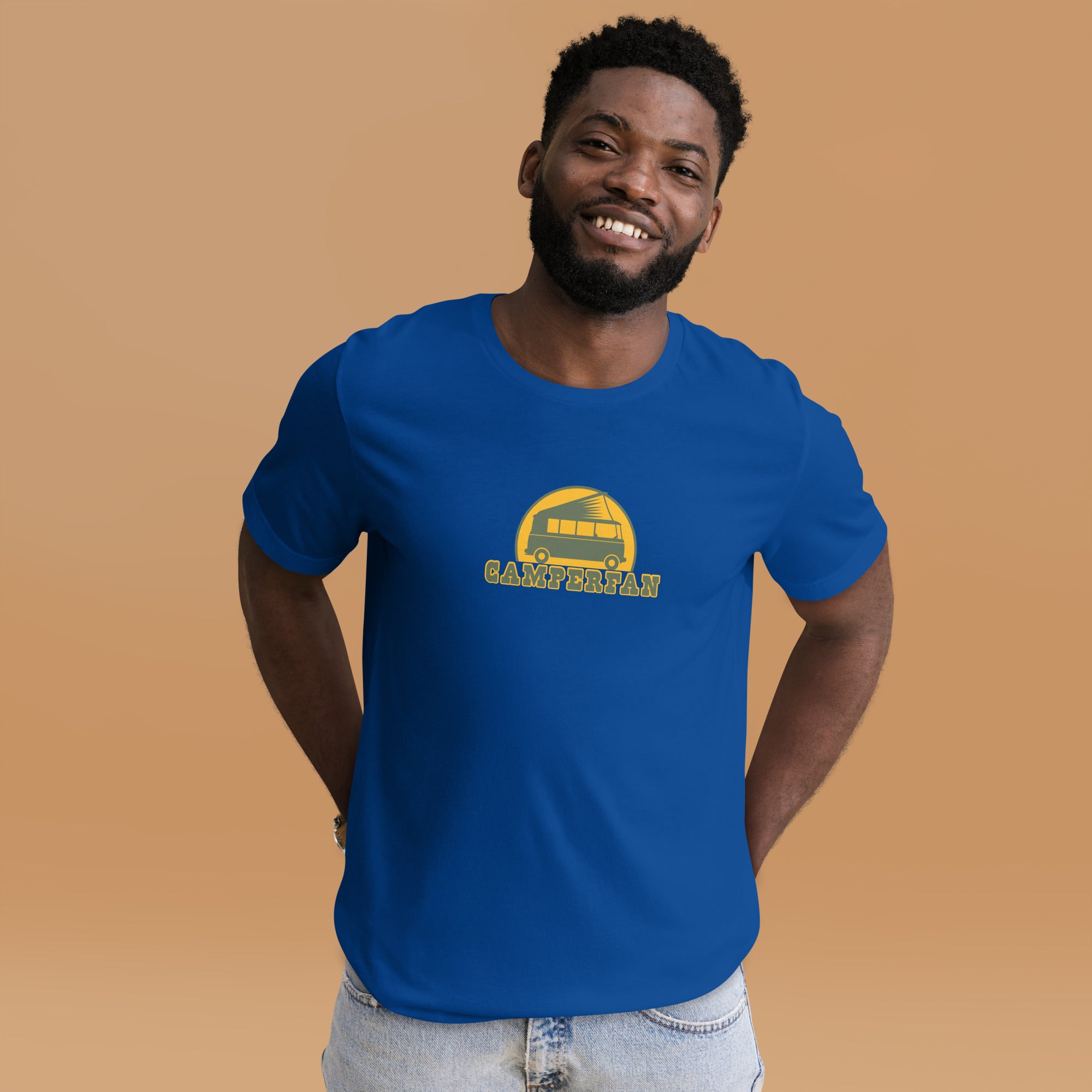 Unisex cotton t-shirt Camperfan on dark colors
