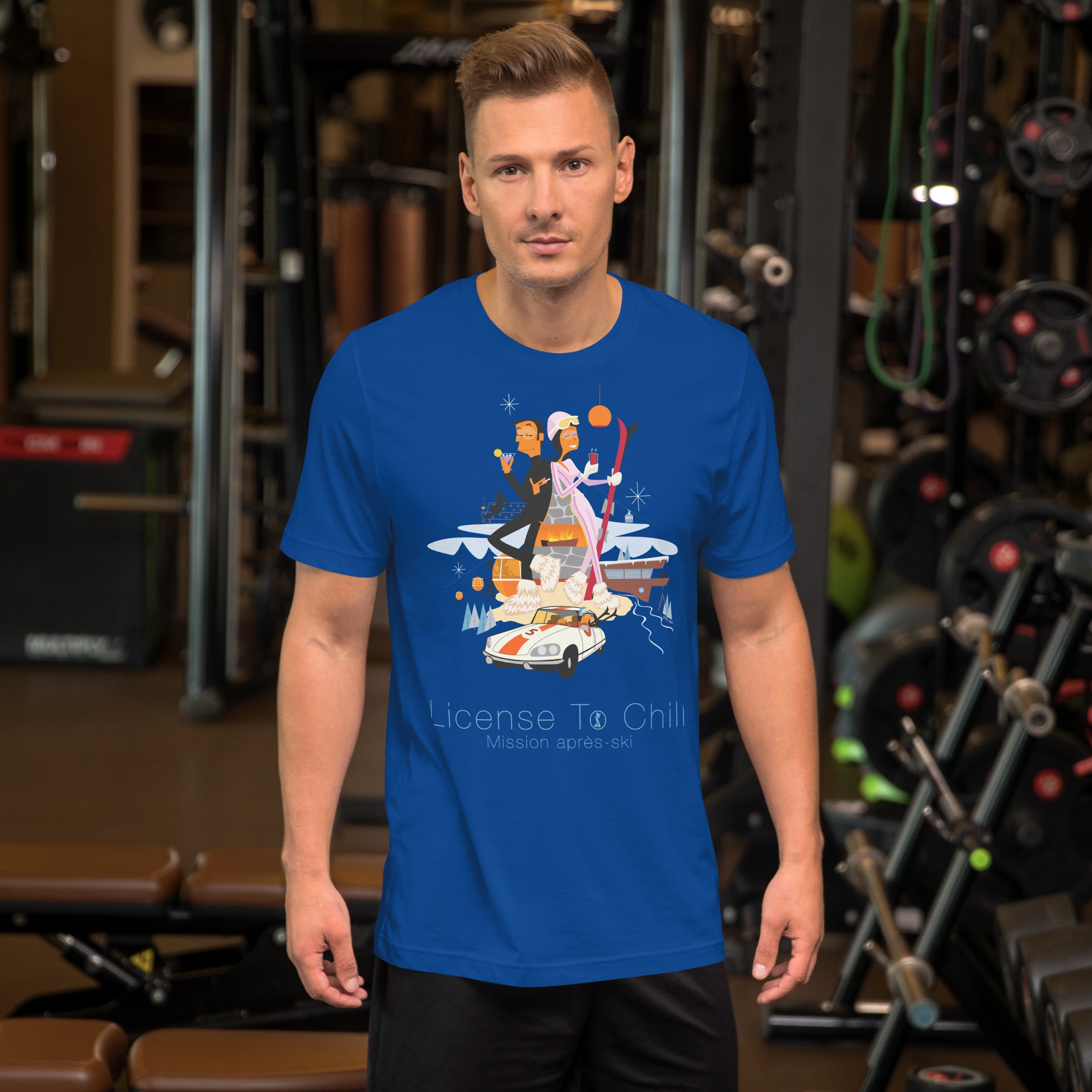 T-shirt en coton unisexe License To Chill Mission Après-Ski sur couleurs foncées