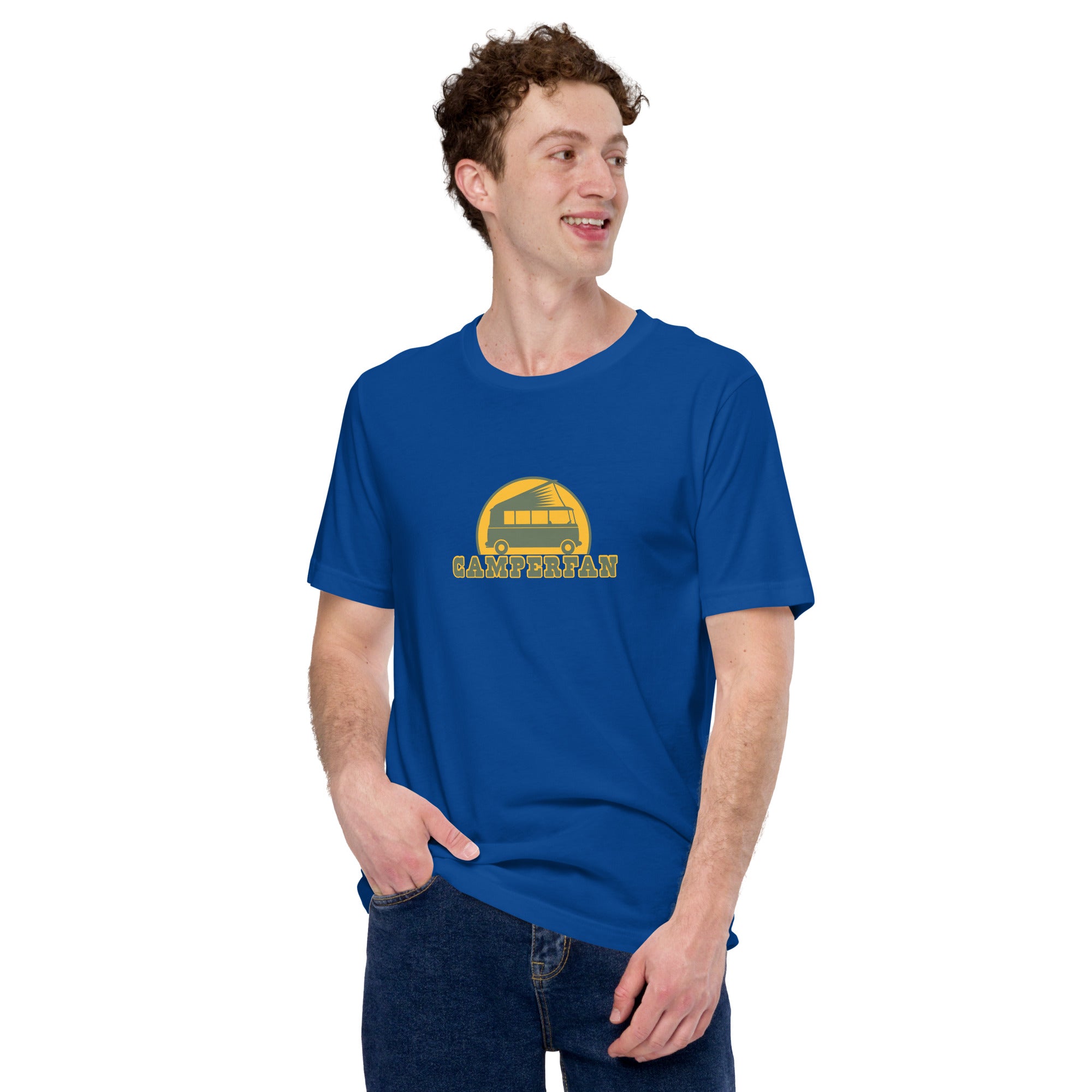 Unisex cotton t-shirt Camperfan on dark colors