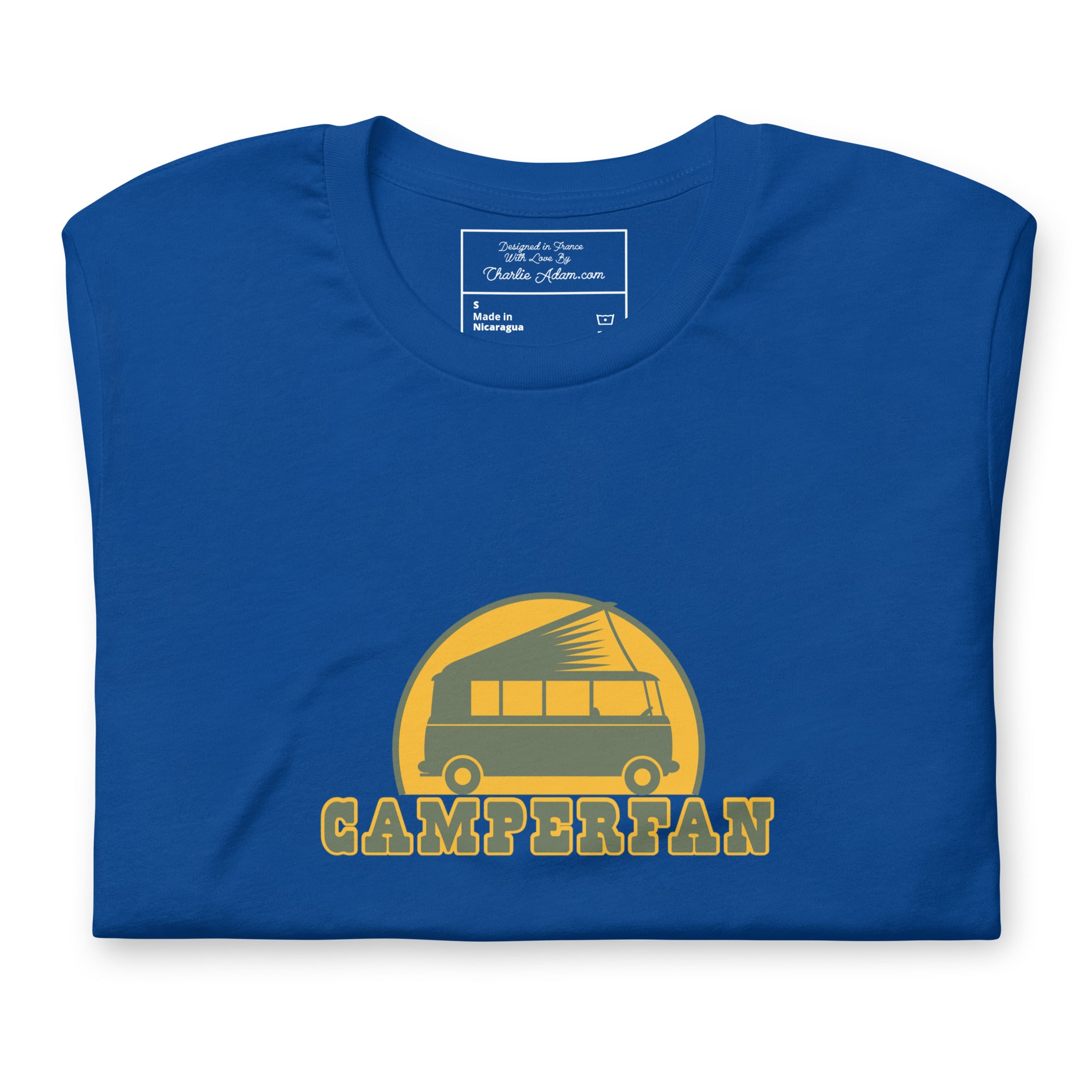 Unisex cotton t-shirt Camperfan on dark colors