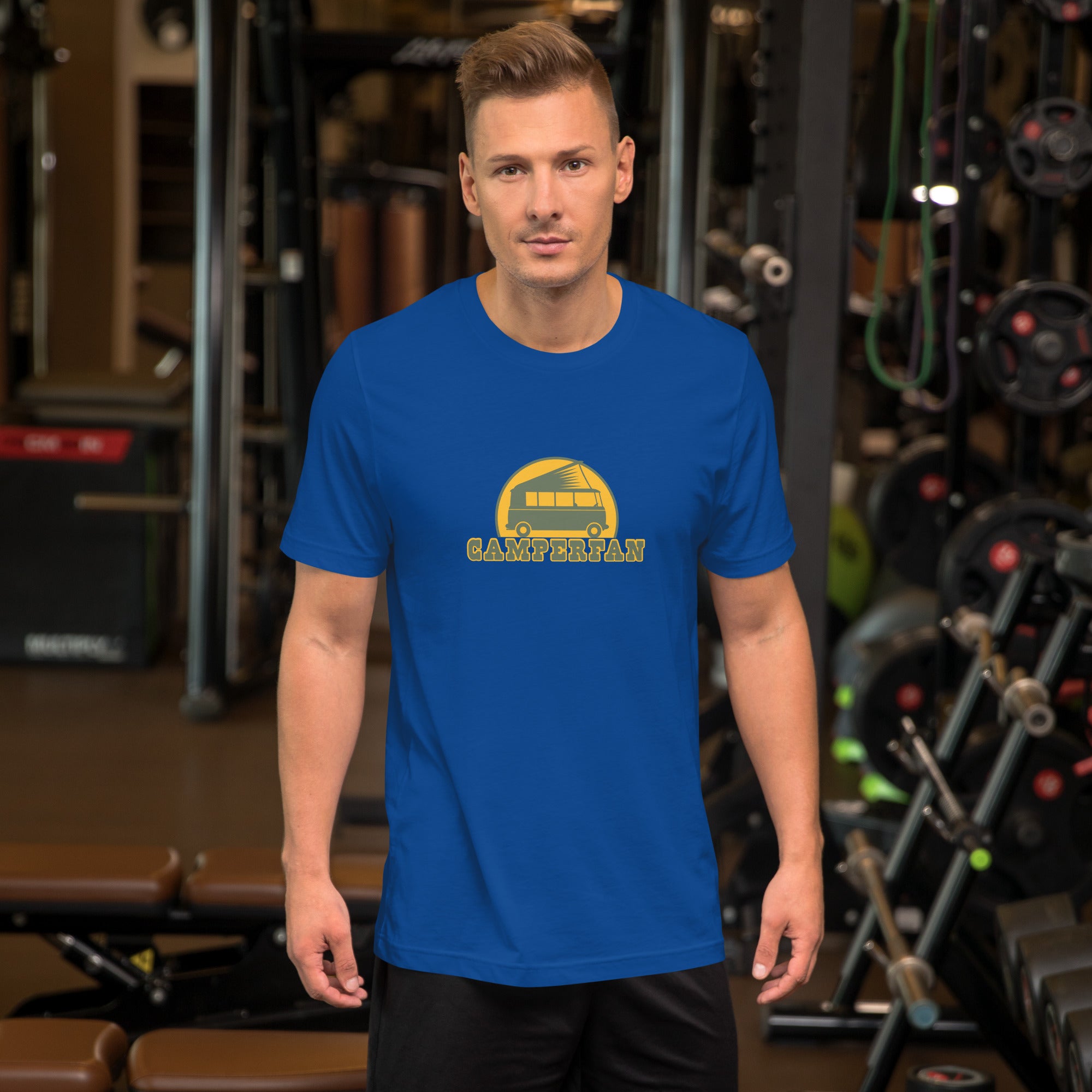 Unisex cotton t-shirt Camperfan on dark colors