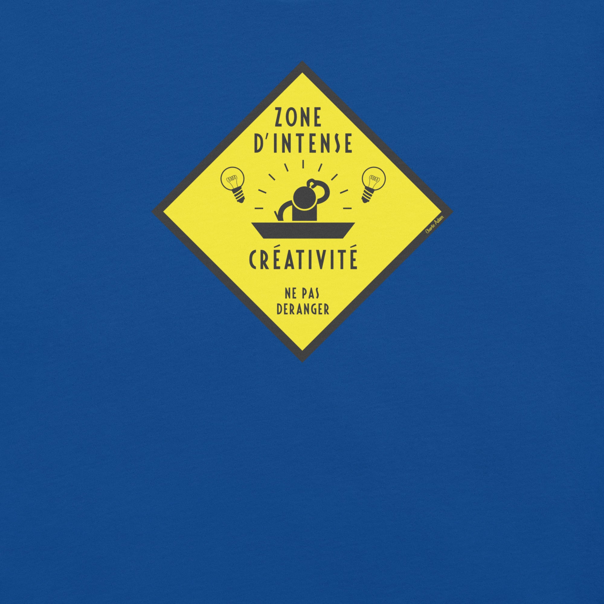 Unisex cotton t-shirt Zone d'intense créativité, Ne pas déranger on dark colors