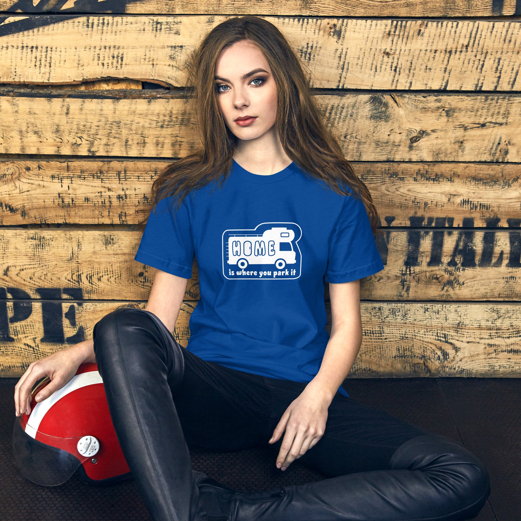 Unisex cotton t-shirt Bold Camper Van on dark colors