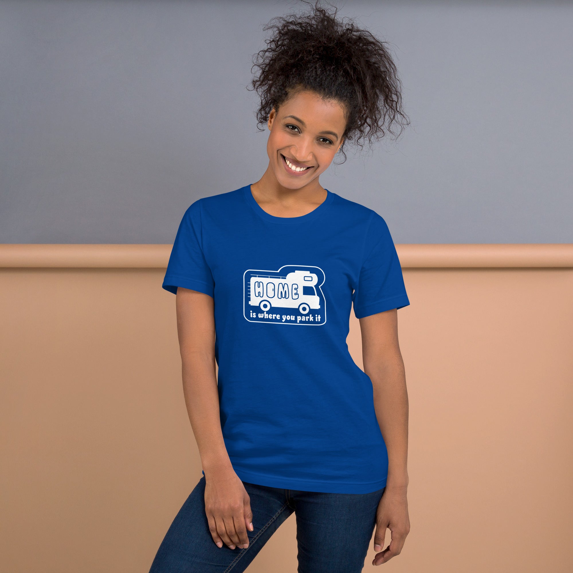 Unisex cotton t-shirt Bold Camper Van on dark colors
