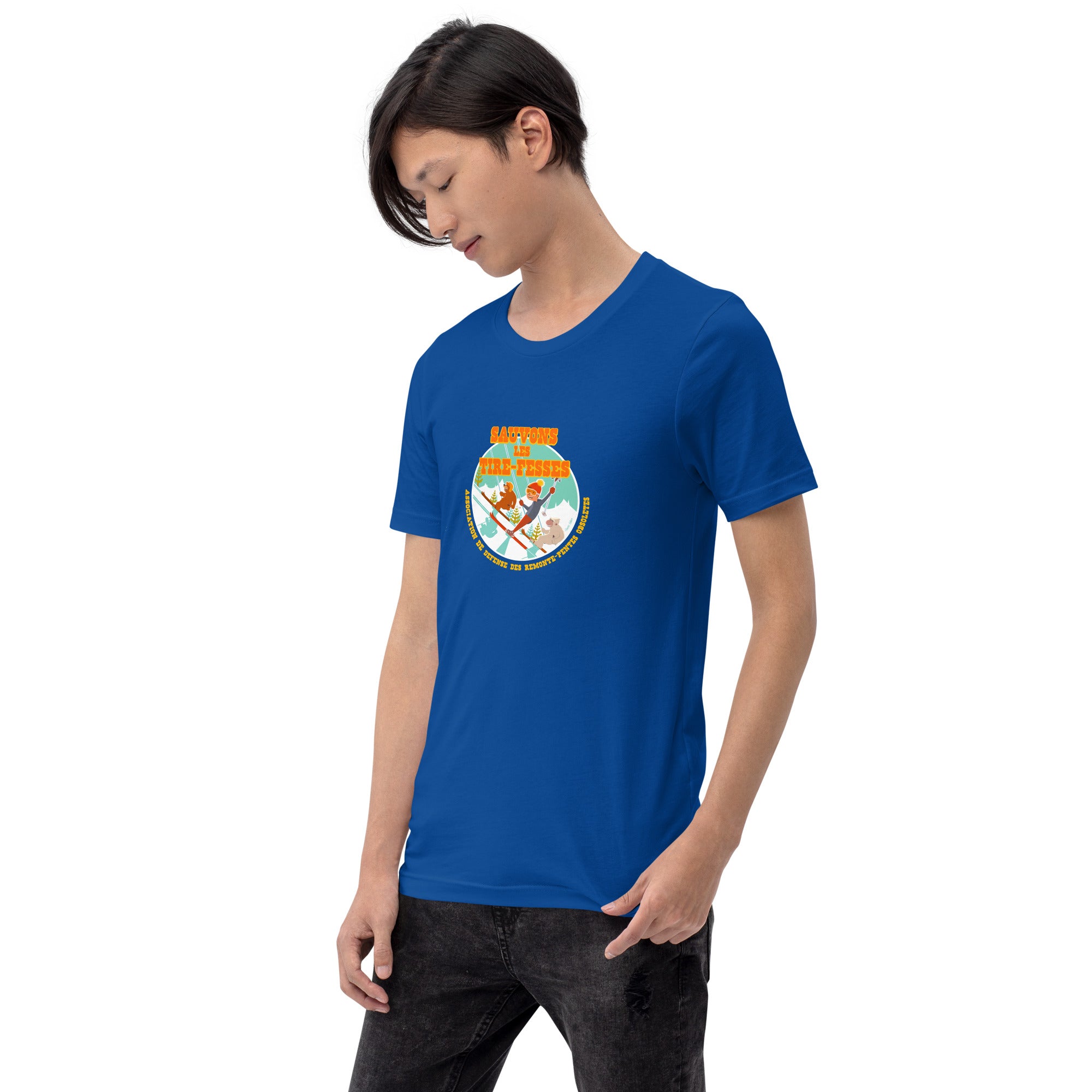 T-shirt en coton unisexe Sauvons les Tires-fesses sur couleurs foncées