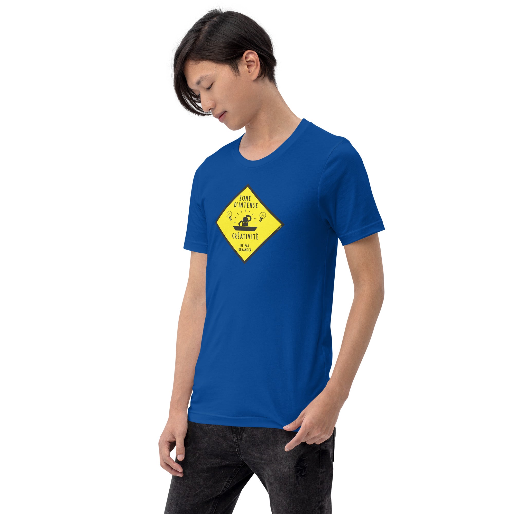 Unisex cotton t-shirt Zone d'intense créativité, Ne pas déranger on dark colors