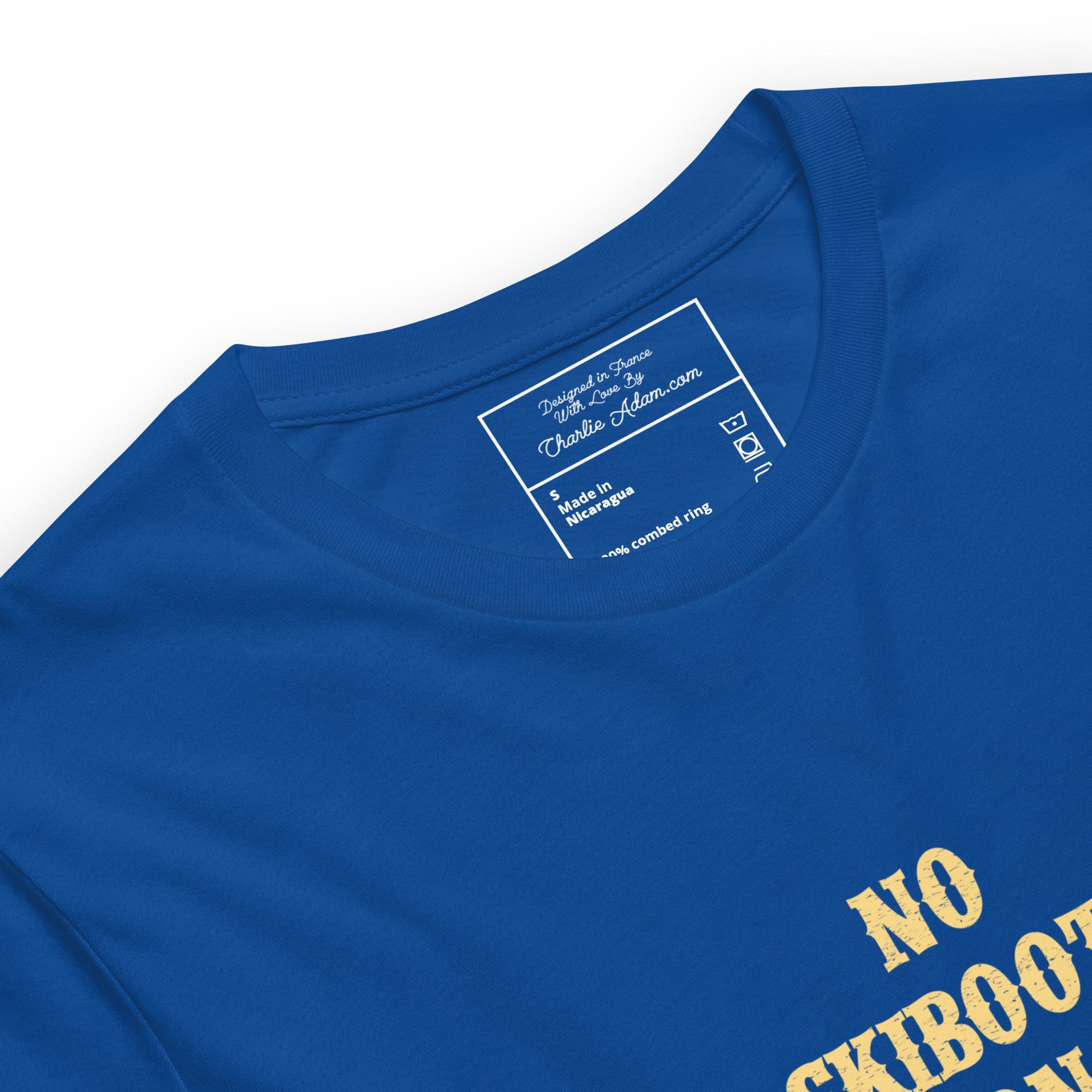 T-shirt en coton unisexe No Skiboots on Dancefloor sur couleurs foncées