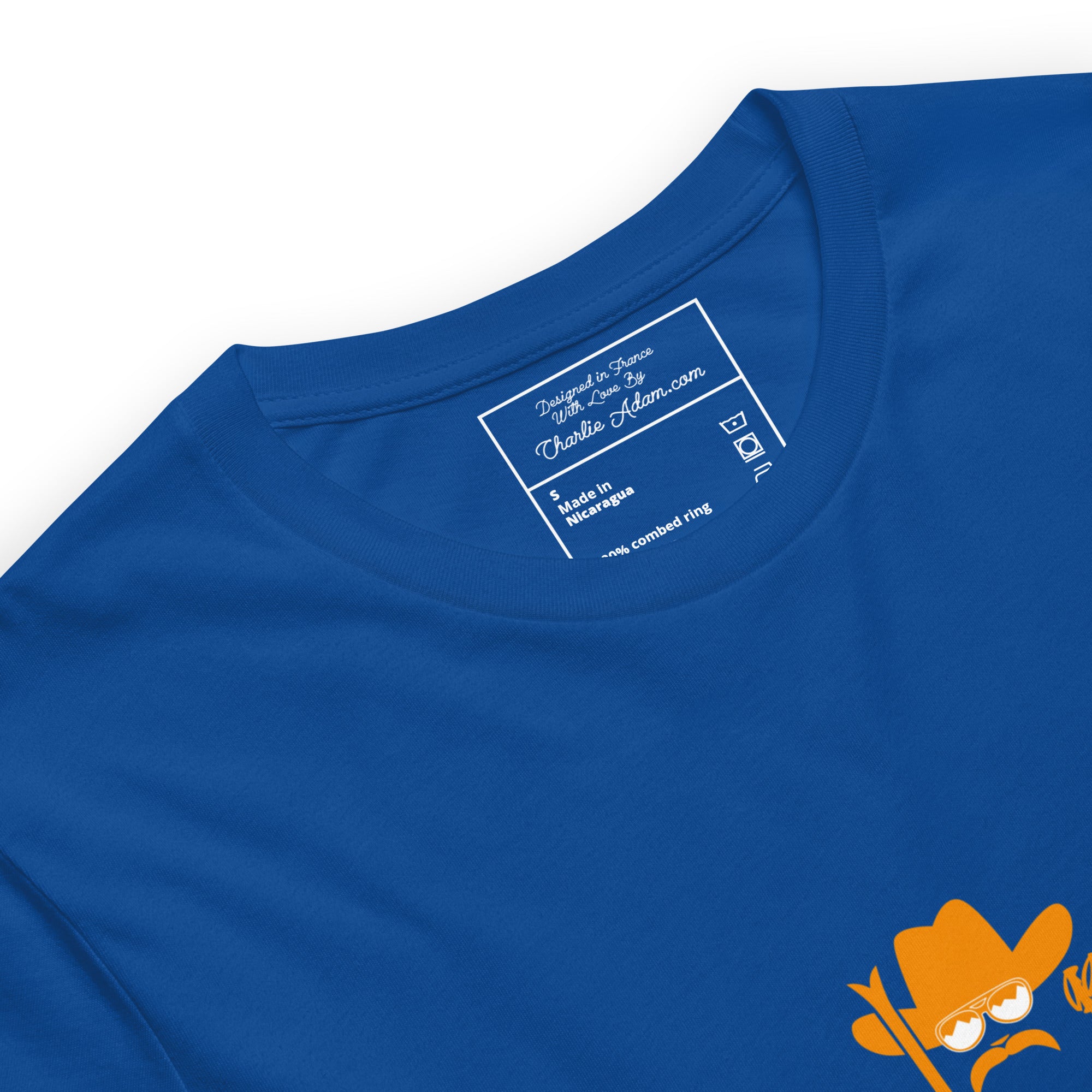 T-shirt en coton unisexe Skiing Cowboy (face) & Ski Fight at OK Corral Outline (dos) sur couleurs foncées