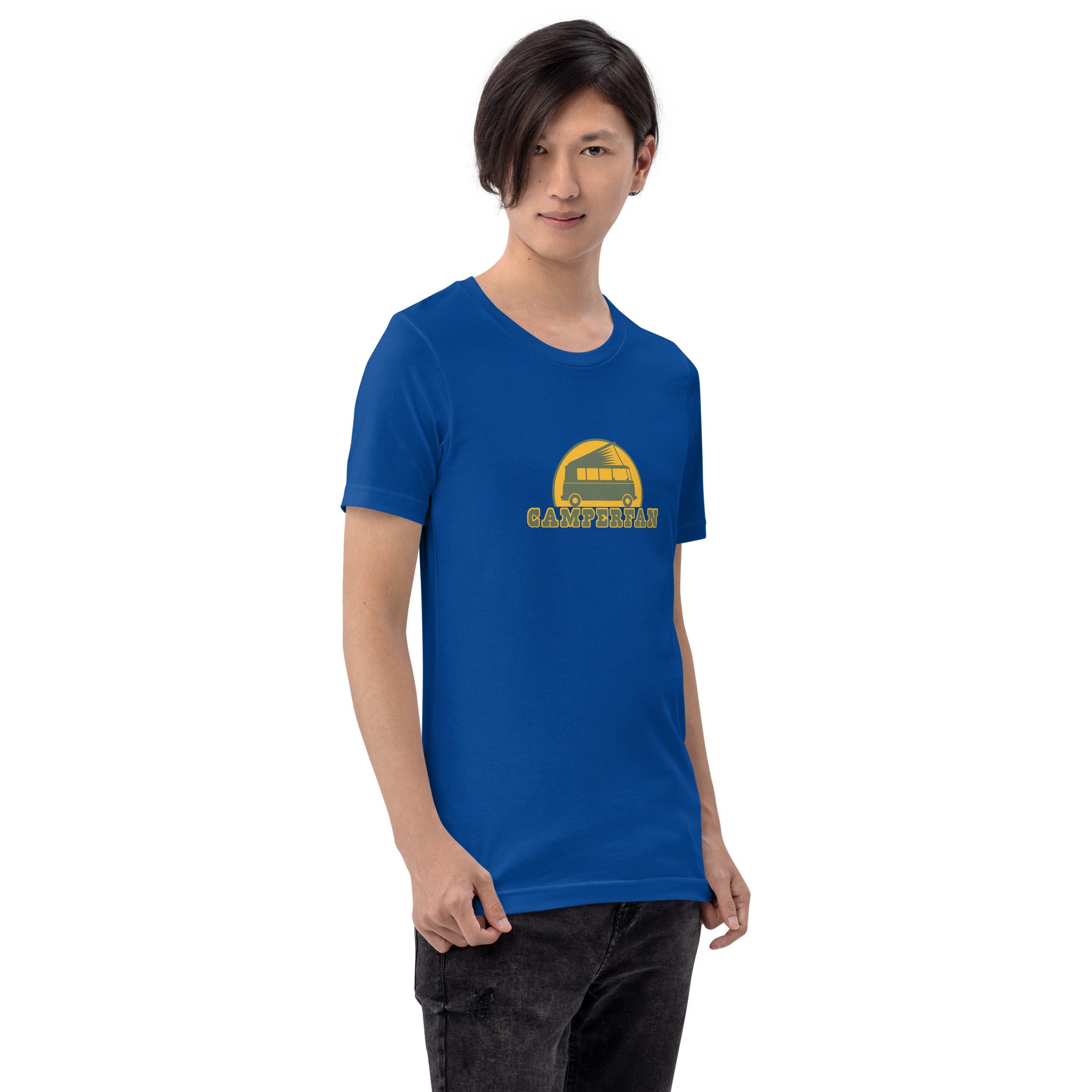Unisex cotton t-shirt Camperfan on dark colors