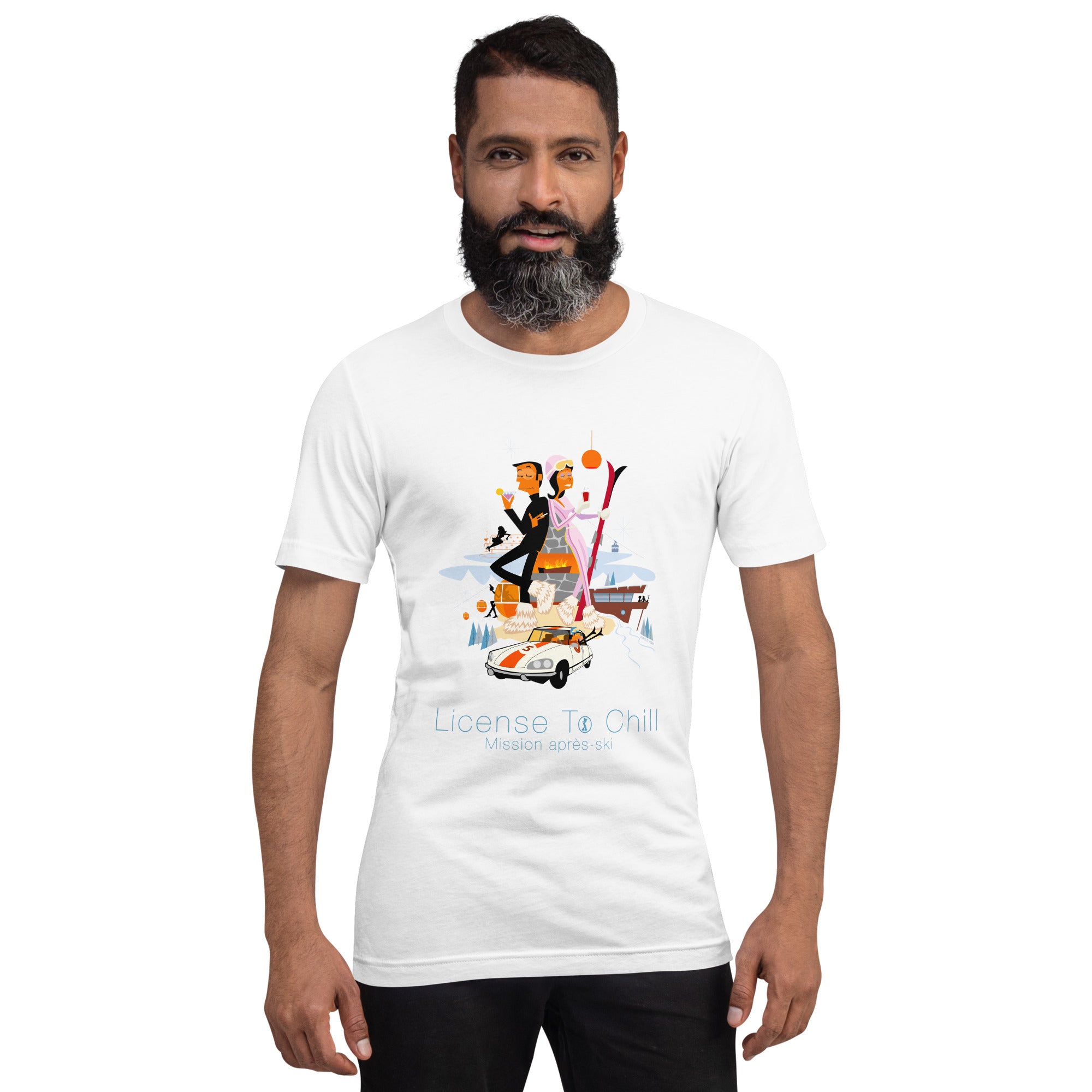 T-shirt en coton unisexe License To Chill Mission Après-Ski sur couleurs claires