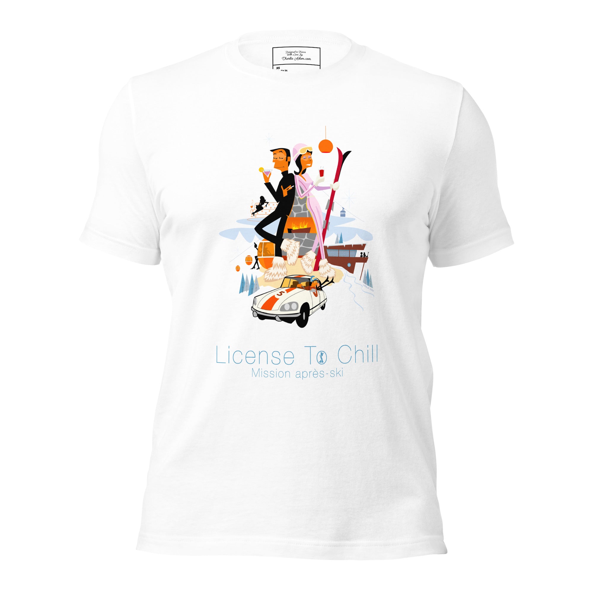T-shirt en coton unisexe License To Chill Mission Après-Ski sur couleurs claires