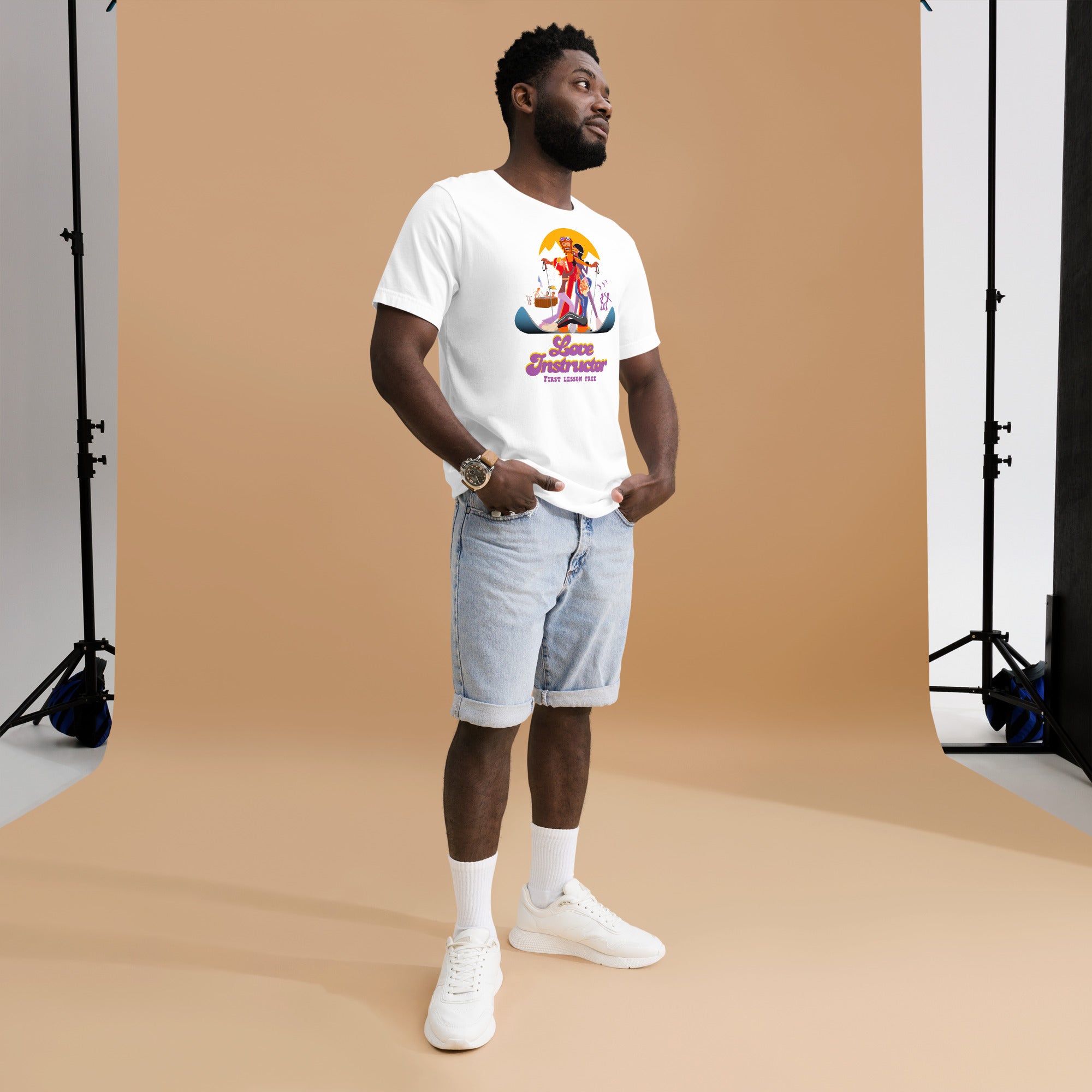 T-shirt en coton unisexe Love instructor First lesson free sur couleurs claires