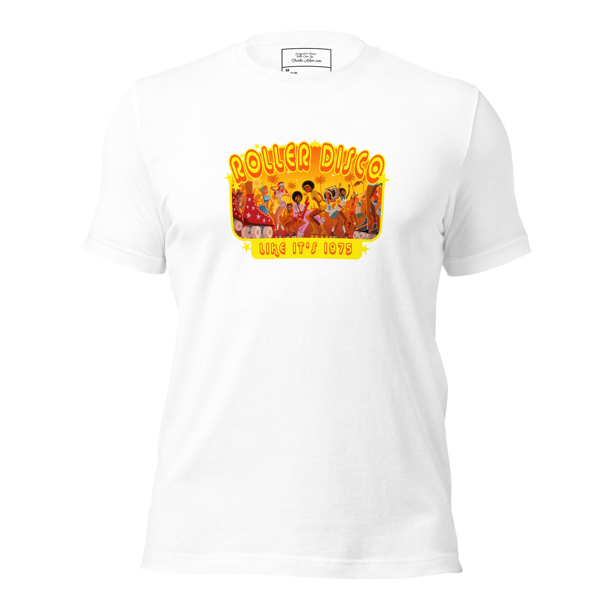 T-shirt en coton unisexe Roller Disco 1975 sur couleurs claires