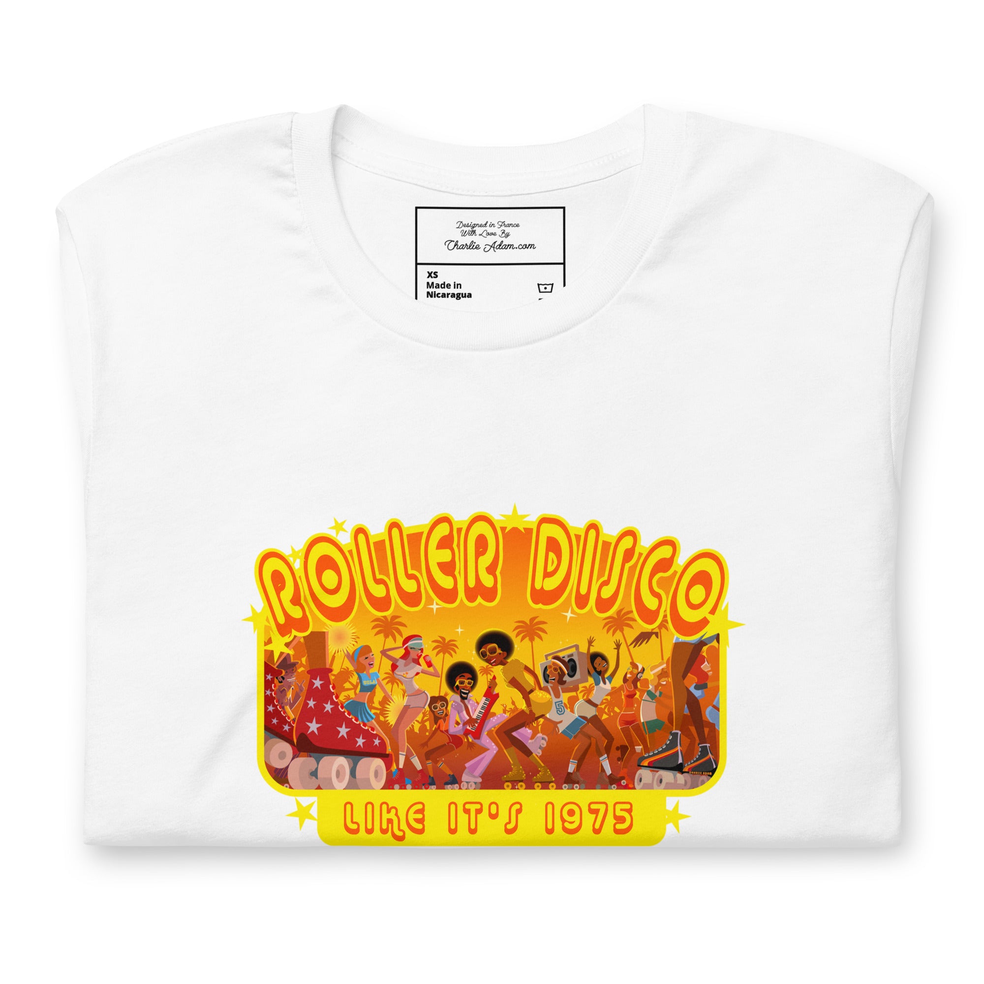 T-shirt en coton unisexe Roller Disco 1975 sur couleurs claires