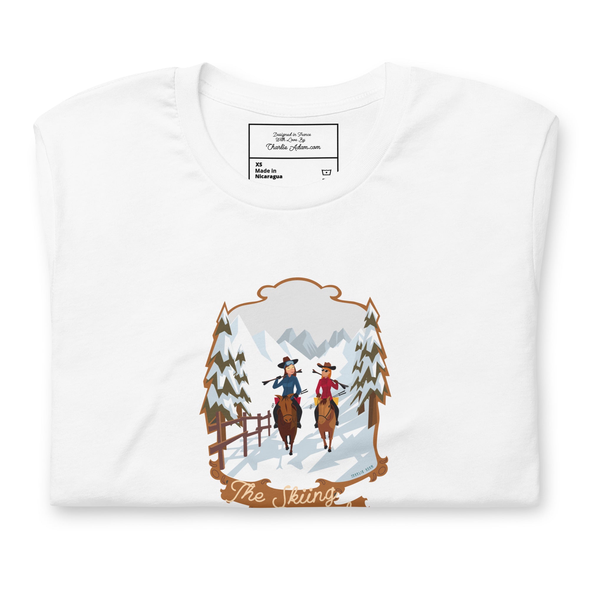 T-shirt en coton unisexe The Skiing Cowgirl sur fond clair