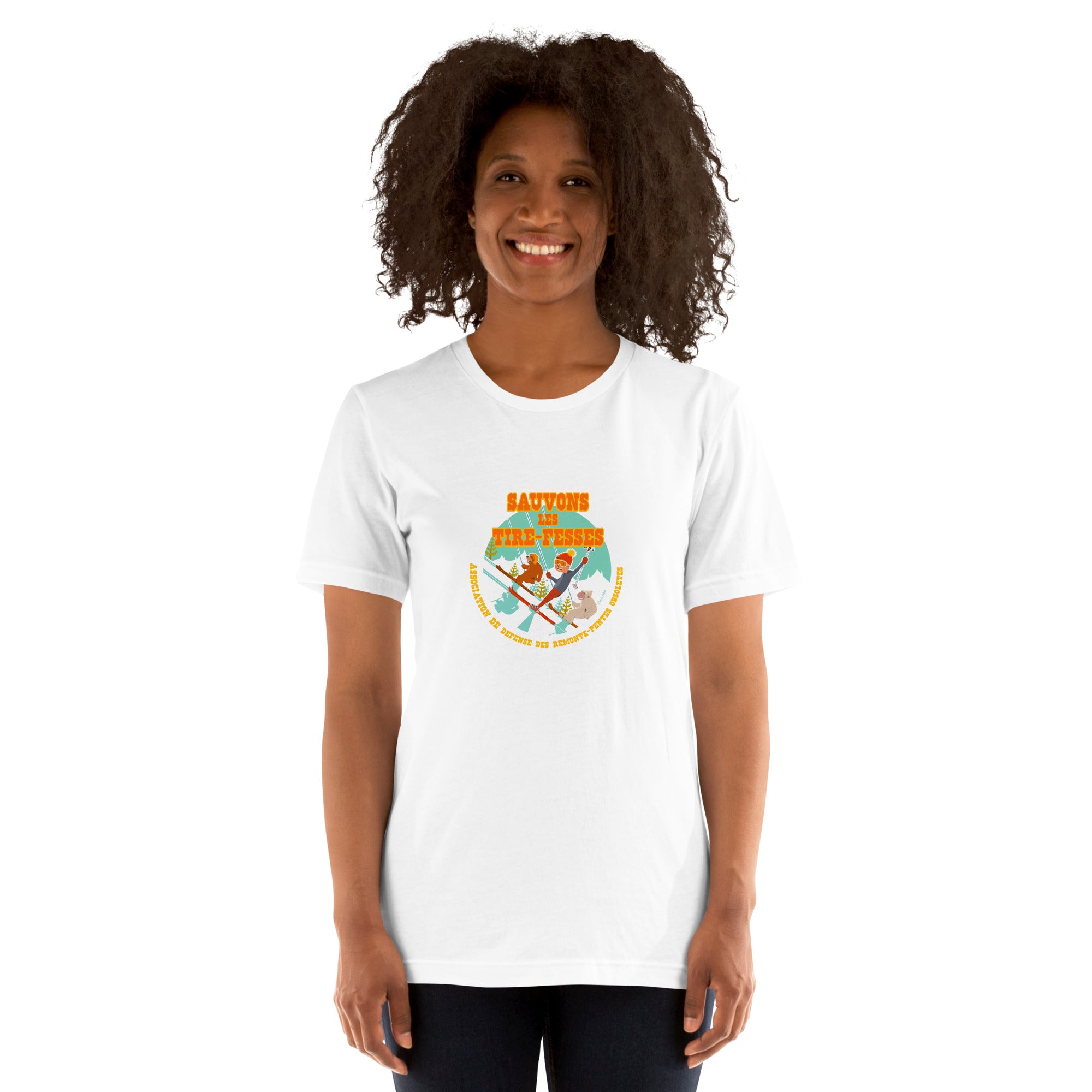 T-shirt en coton unisexe Sauvons les Tires-fesses sur couleurs claires