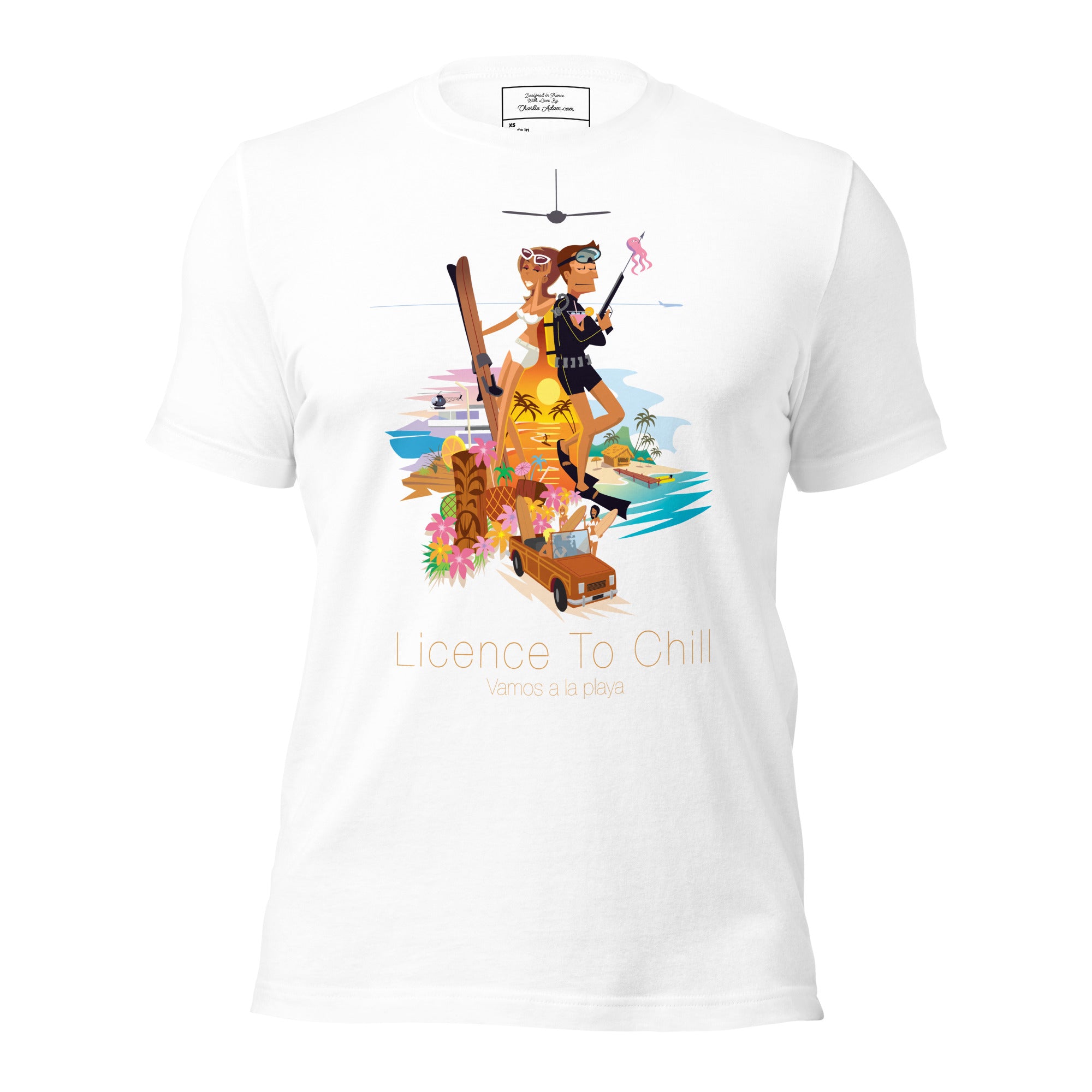 T-shirt en coton unisexe License to Chill Vamos a la playa sur couleurs claires