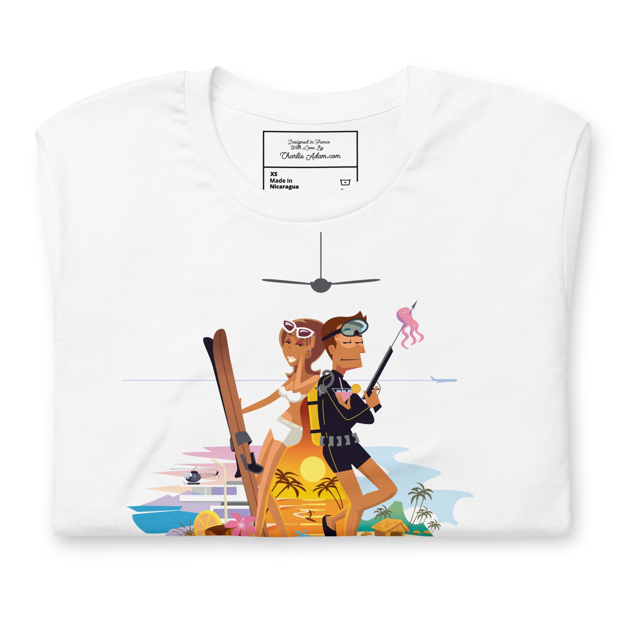 T-shirt en coton unisexe License to Chill Vamos a la playa sur couleurs claires
