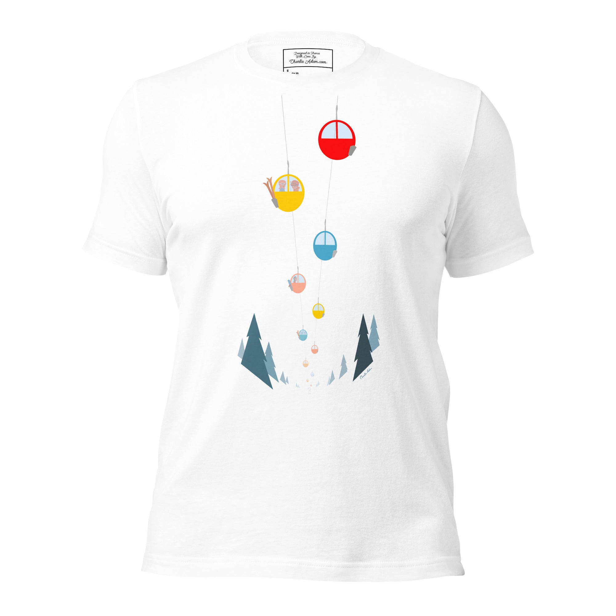 T-shirt en coton unisexe Gondolas in the mist sur couleurs claires