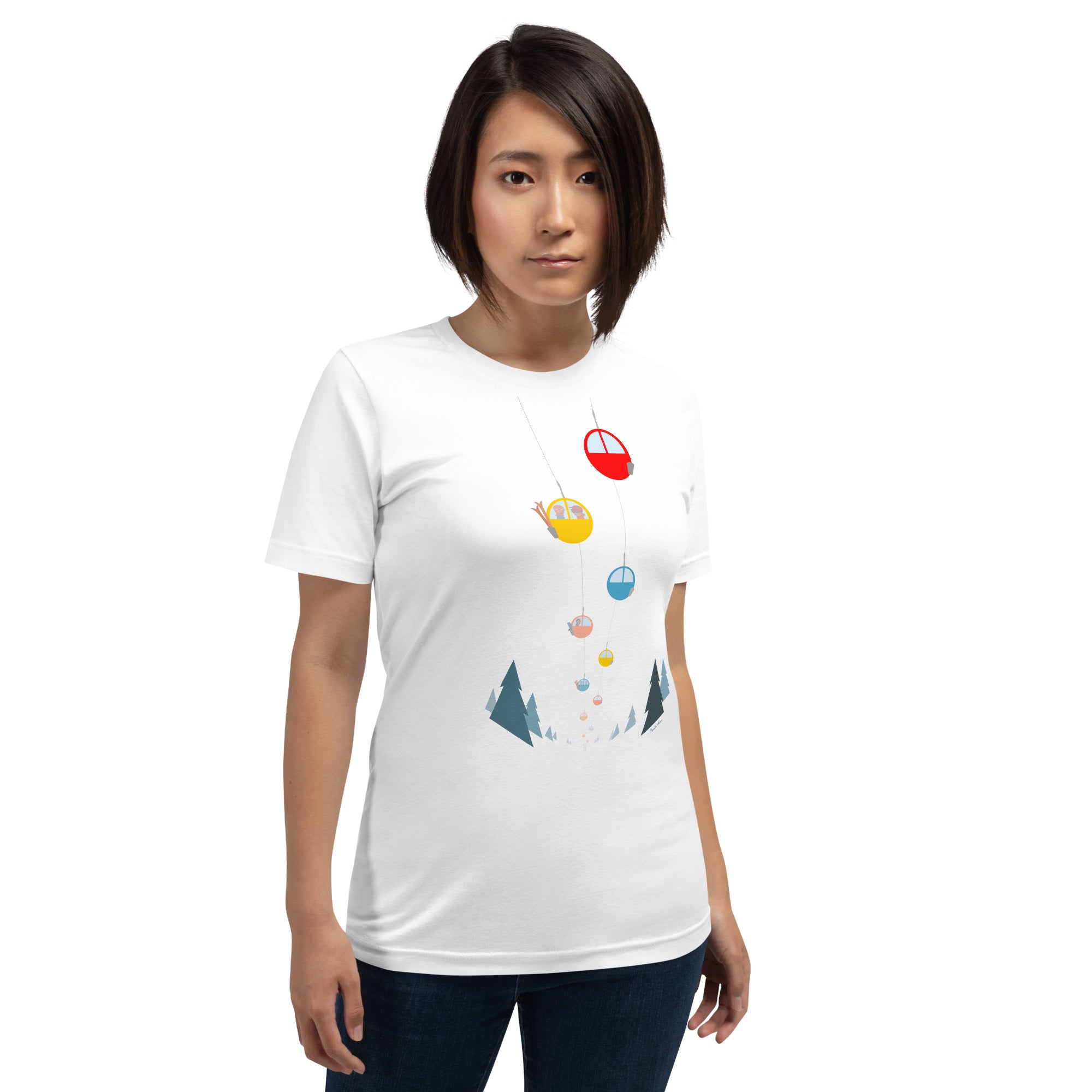 T-shirt en coton unisexe Gondolas in the mist sur couleurs claires