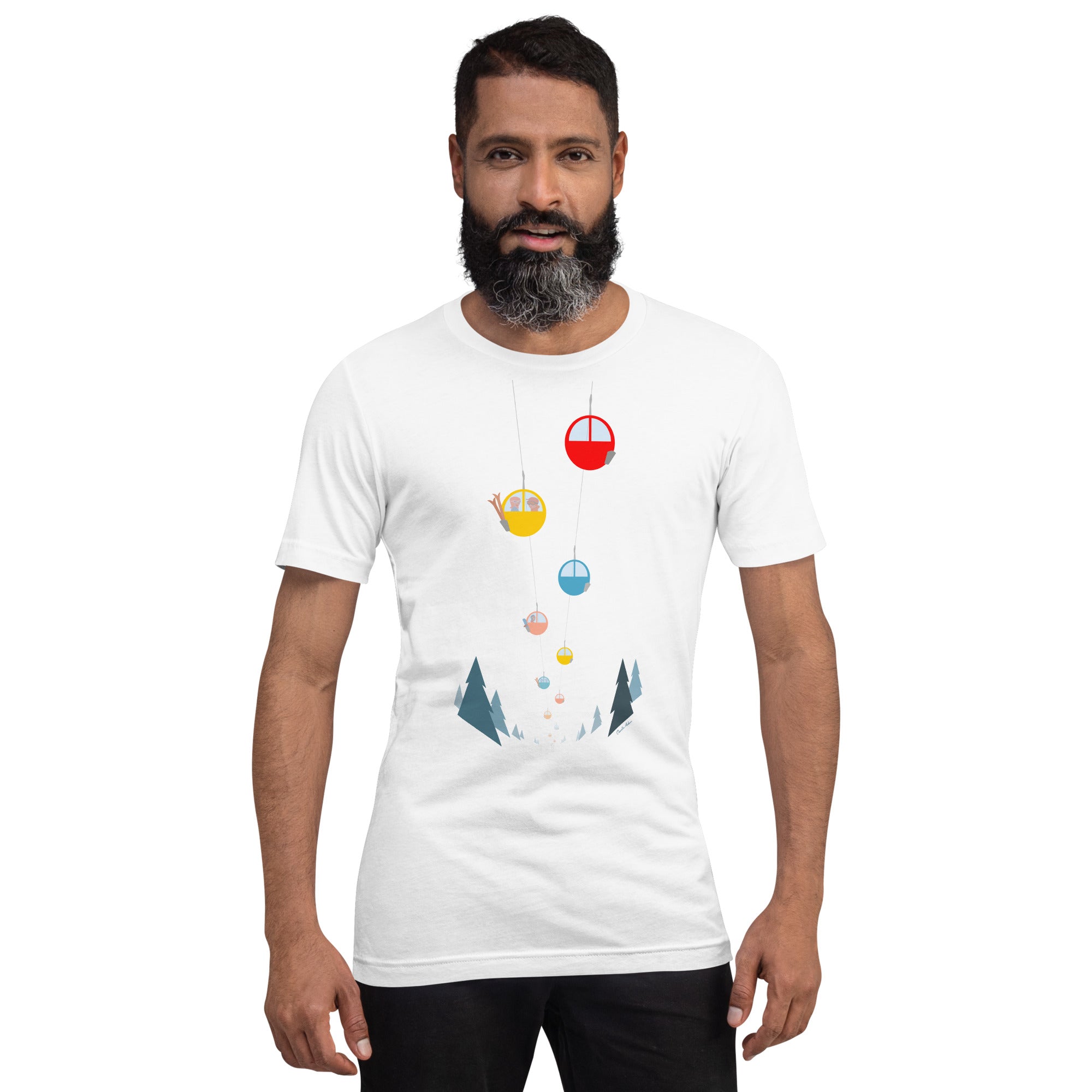 T-shirt en coton unisexe Gondolas in the mist sur couleurs claires