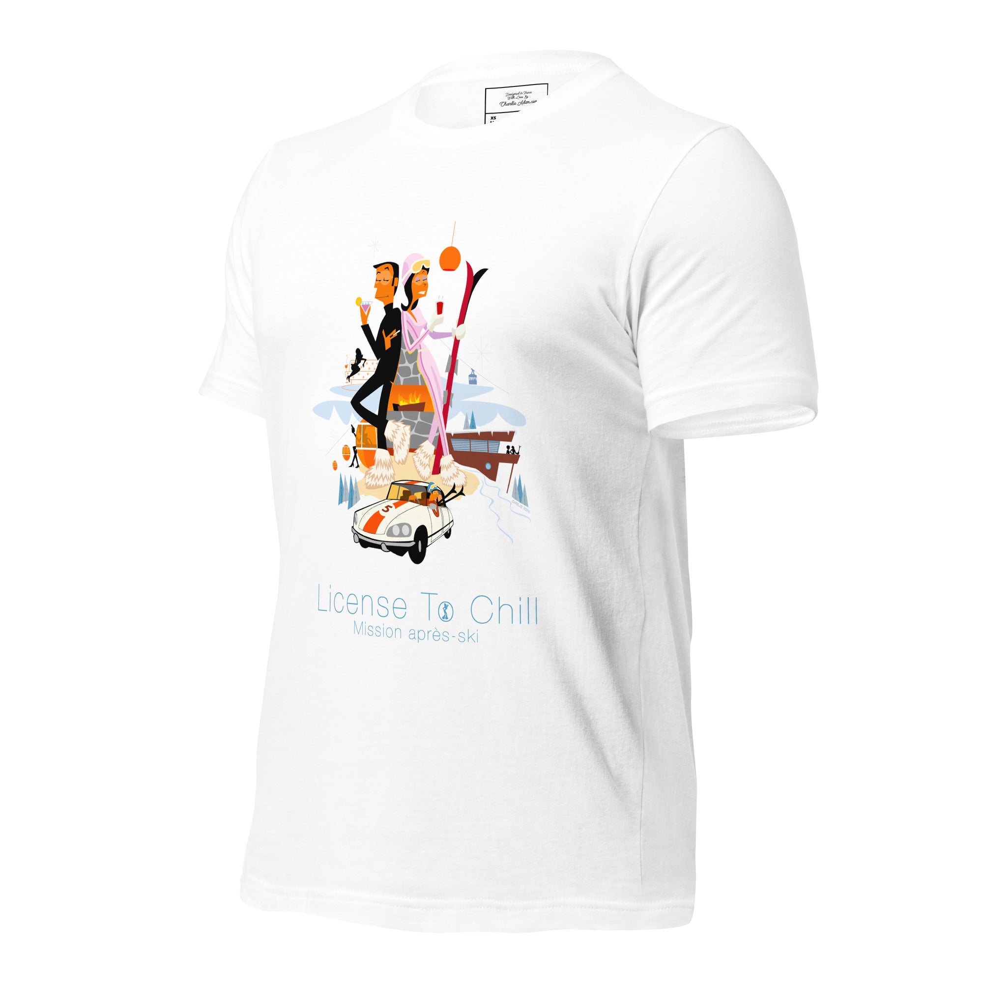 T-shirt en coton unisexe License To Chill Mission Après-Ski sur couleurs claires