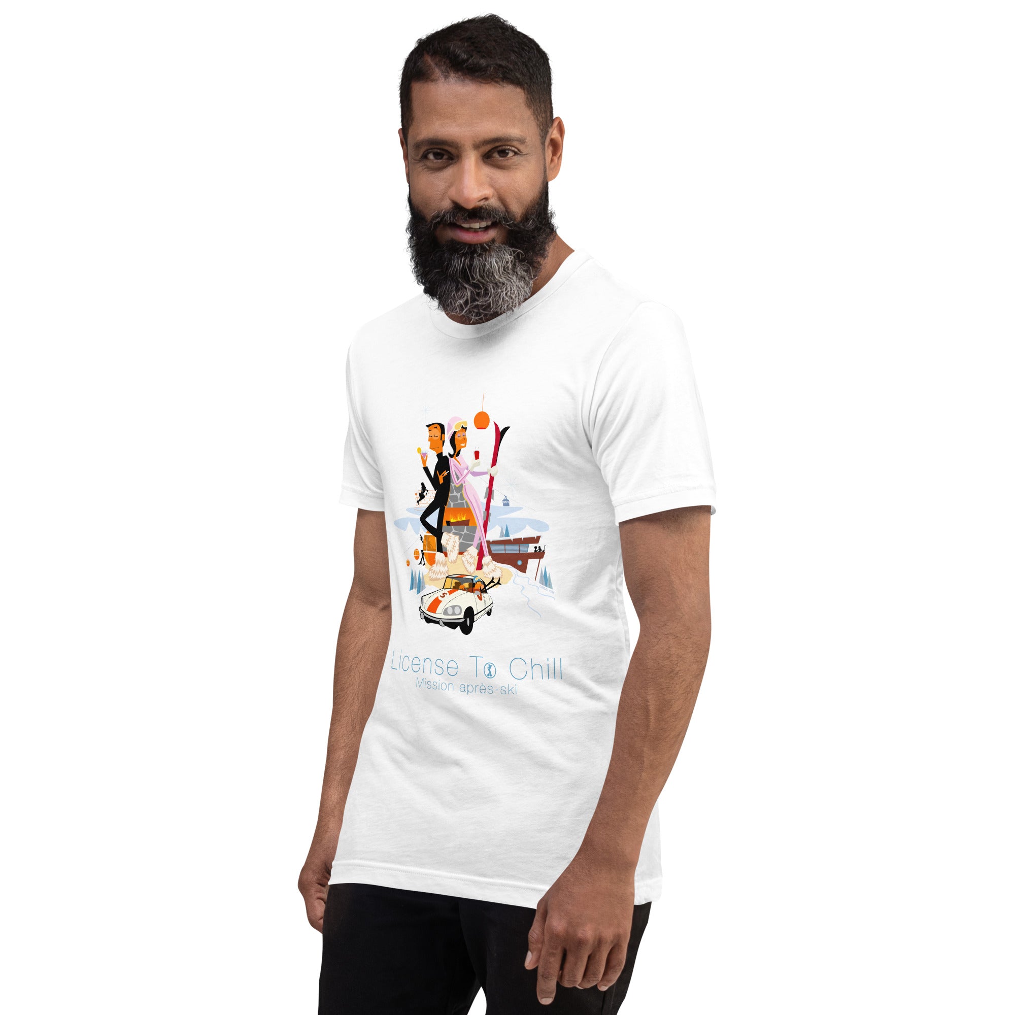 T-shirt en coton unisexe License To Chill Mission Après-Ski sur couleurs claires