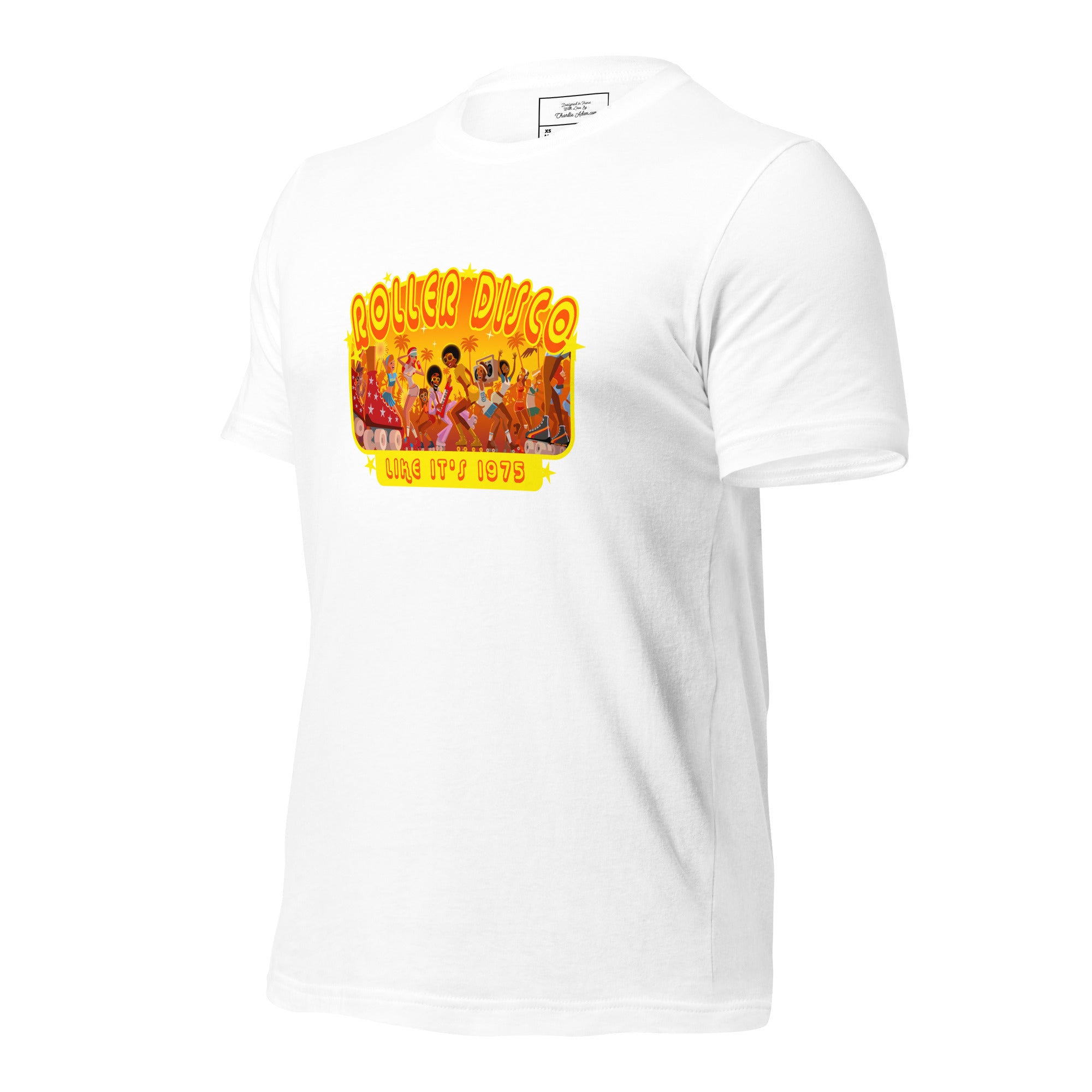 T-shirt en coton unisexe Roller Disco 1975 sur couleurs claires